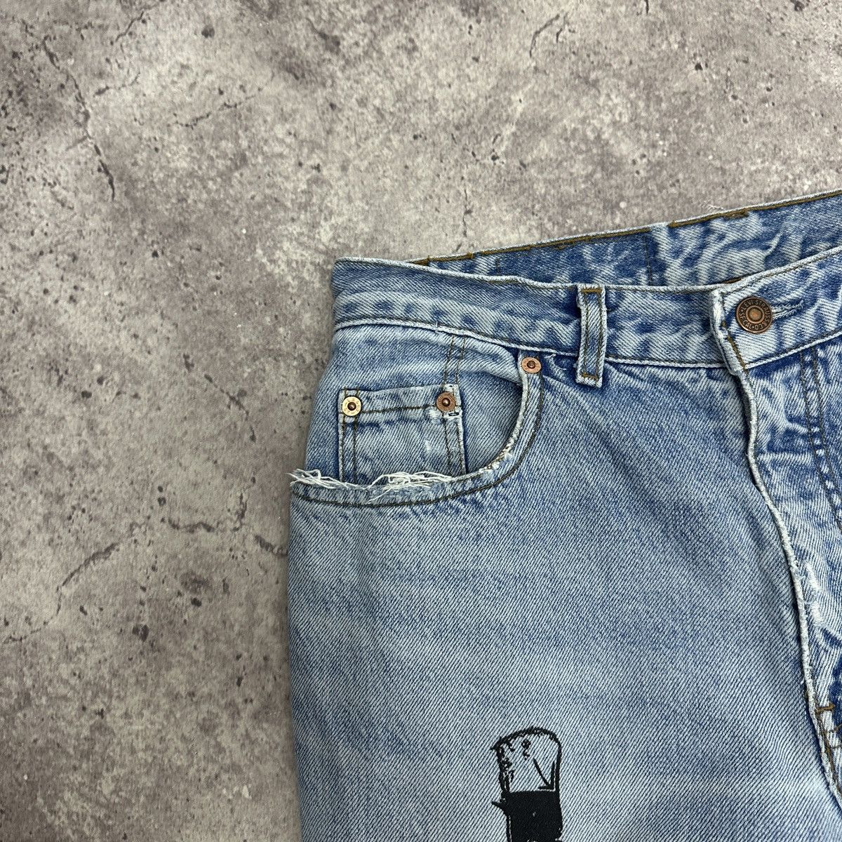 Levi's Vintage 90s Levis 501 Orange Tab Knifes Agony custom jeans Size US 30 / EU 46 - 10 Thumbnail