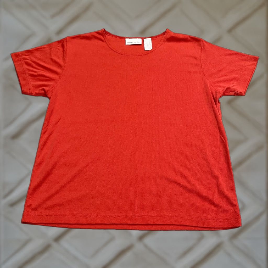 Pierre Cardin Pierre Cardin Basic Top Womens Large Red Short Sleeve Crew Neck Casual Stretch Shirt Size L / US 10 / IT 46 - 1 Thumbnail
