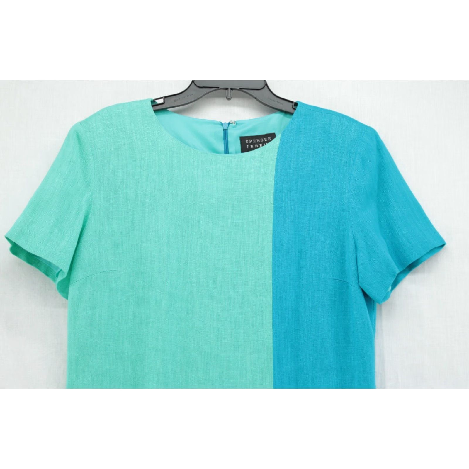 Etro VTG Spenser Jeremy Dress Women Colorblock Short Sleeve Lined Midi 12 Old Money Bohemian Retro Green Blue Zipper Button Size 34" / US 12 / IT 48 - 2 Thumbnail