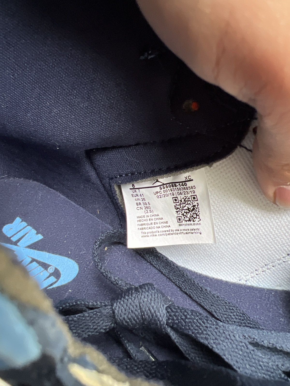 Nike Air Jordan 1 Retro Hi OG Obsidian University Blue 555088-140 Size US 8 / EU 41 - 7 Thumbnail