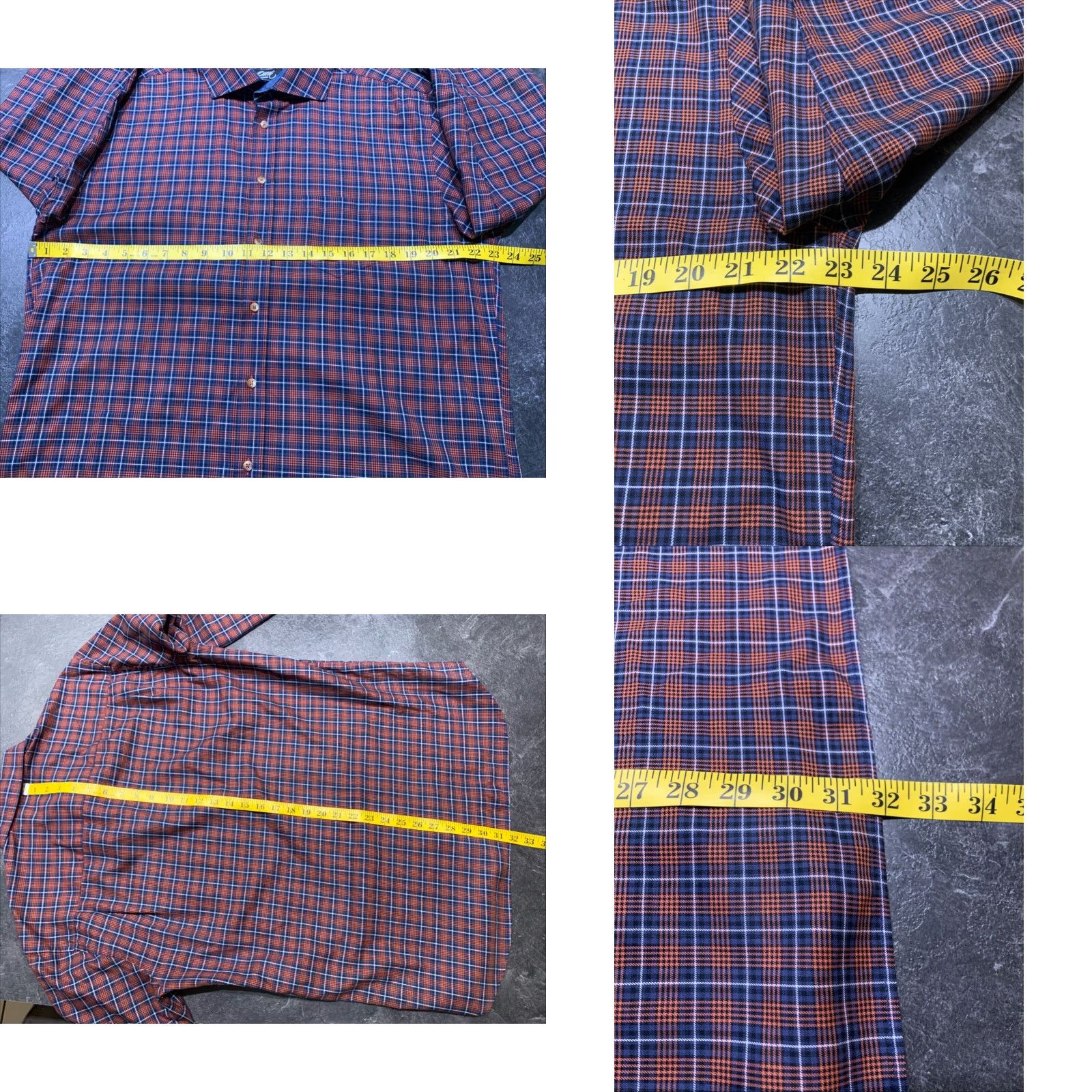 Vintage Oscar of Sweden Mens Dress Shirt Large Blue Red Plaid Casual Woven Cotton Button Collar Formal Wedding Size US L / EU 52-54 / 3 - 8 Thumbnail