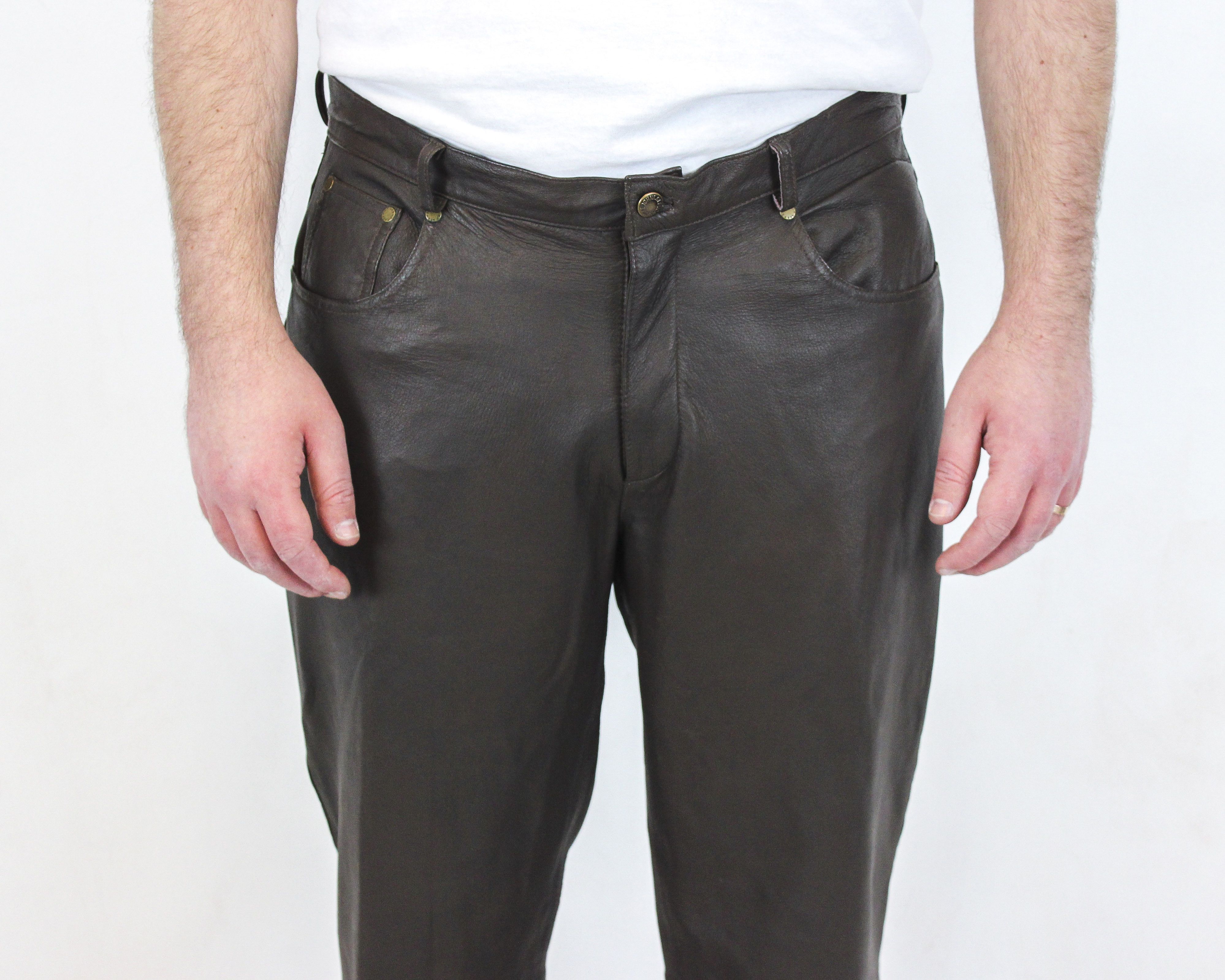 Leather × Vintage John F Gee W38 L32 Reg Straight Leather EU 54 Pants Trousers Size US 38 / EU 54 - 2 Thumbnail