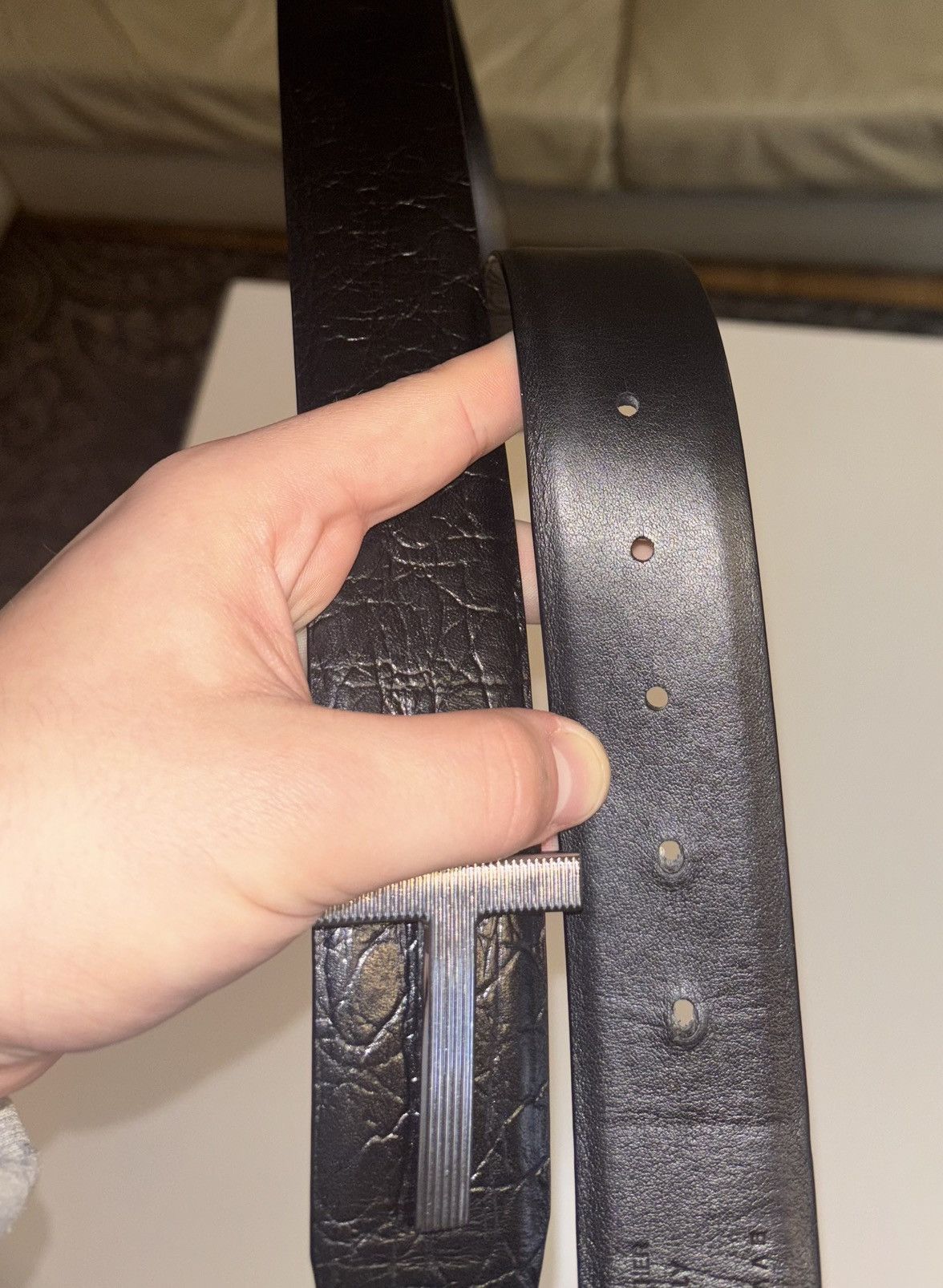 Tom Ford Tom Ford Crocodile Skin Effect Belt Size 36 - 5 Thumbnail