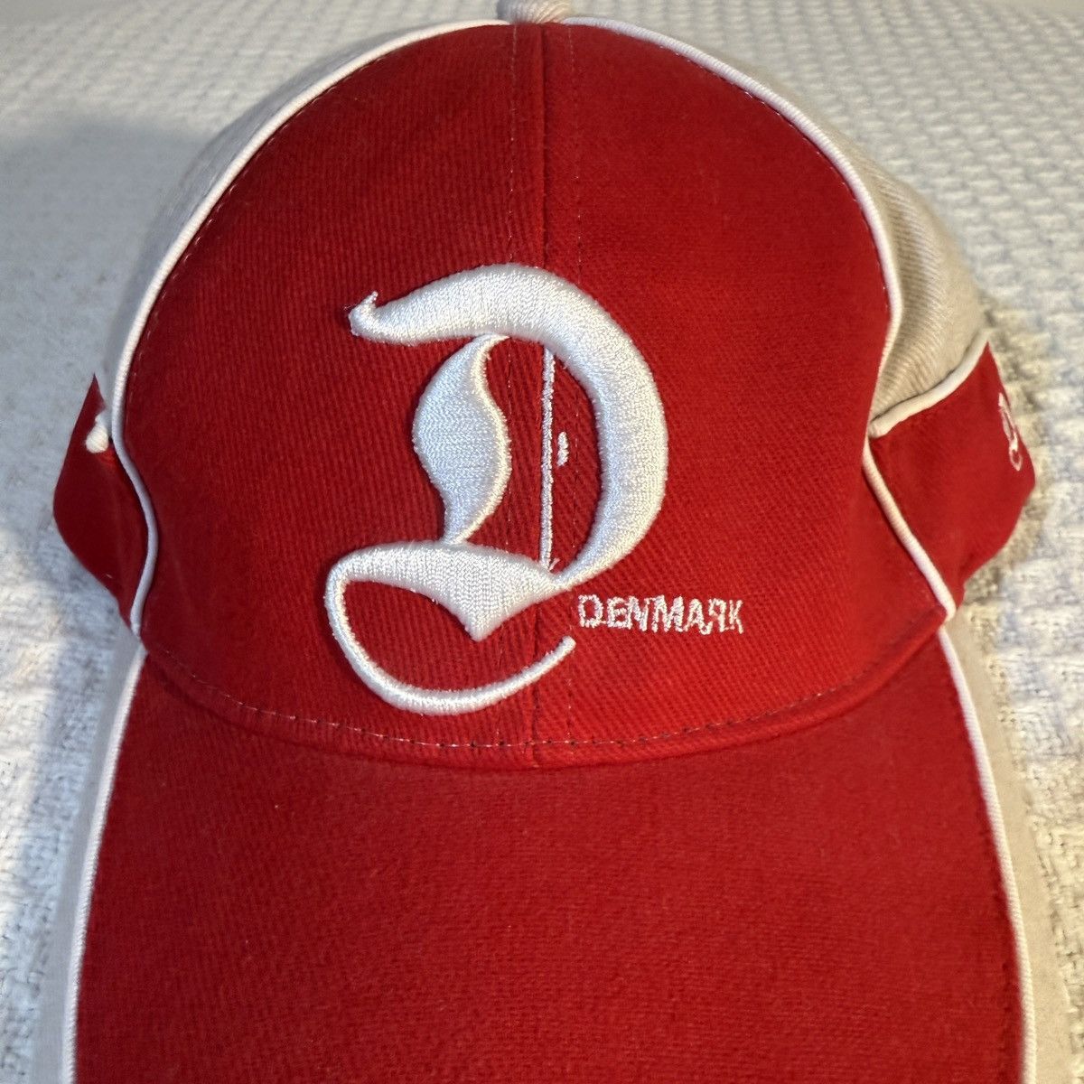 Other Denmark Embroidered Cap – Red/Cream Velcro Strap Size ONE SIZE - 2 Thumbnail