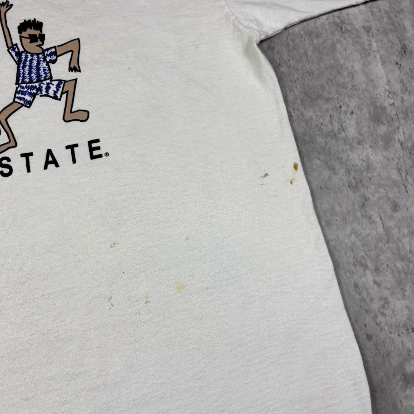 Penn VINTAGE Penn State Stick Figure Art T Shirt Mens L Crew Neck White Cotton Short Sleeve Graphic Print 90s University Mens Size US L / EU 52-54 / 3 - 5 Thumbnail