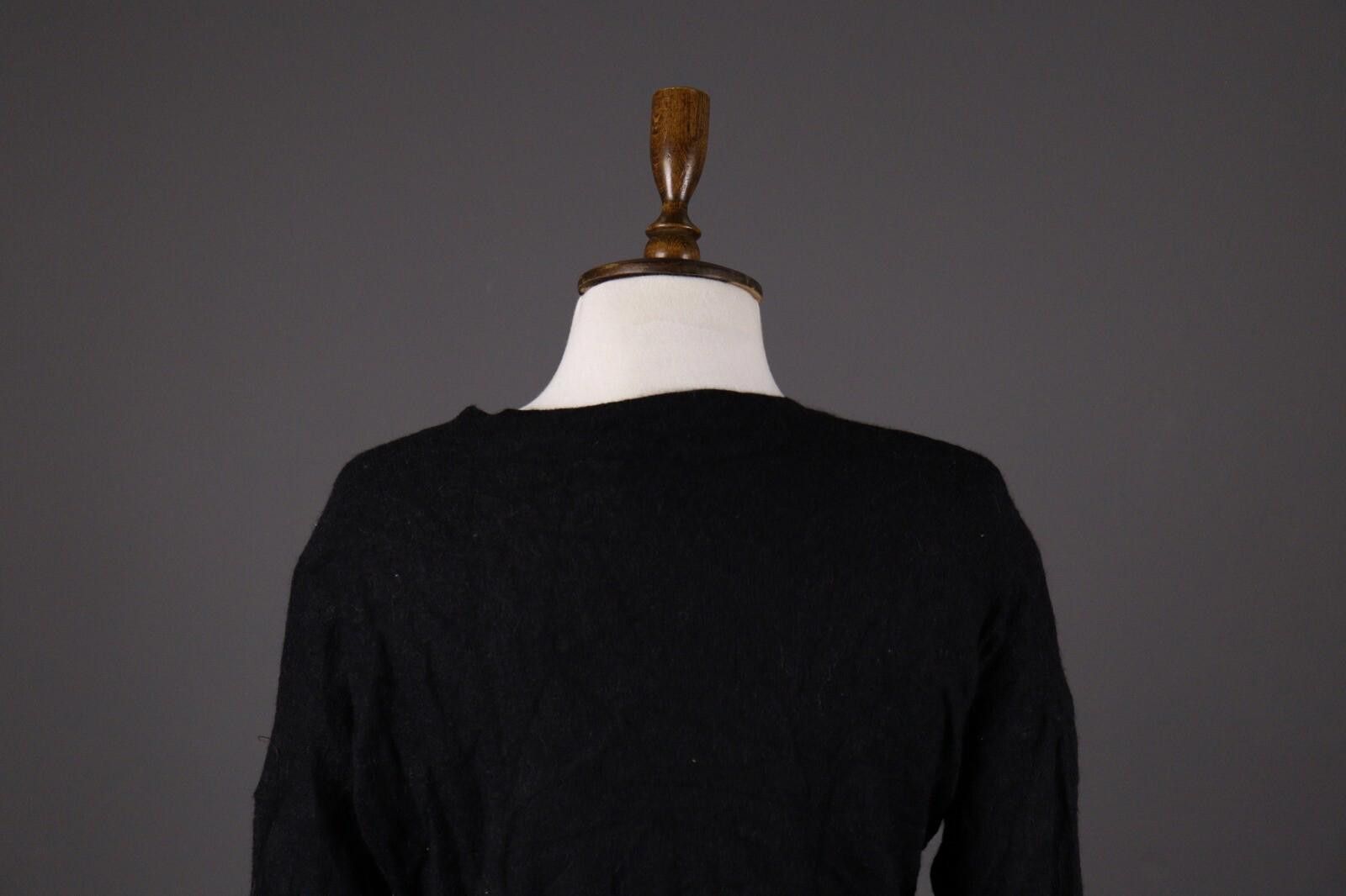 Designer Manila Grace Black Wool Knit Cropped Sweater Size L Size L / US 10 / IT 46 - 8 Thumbnail