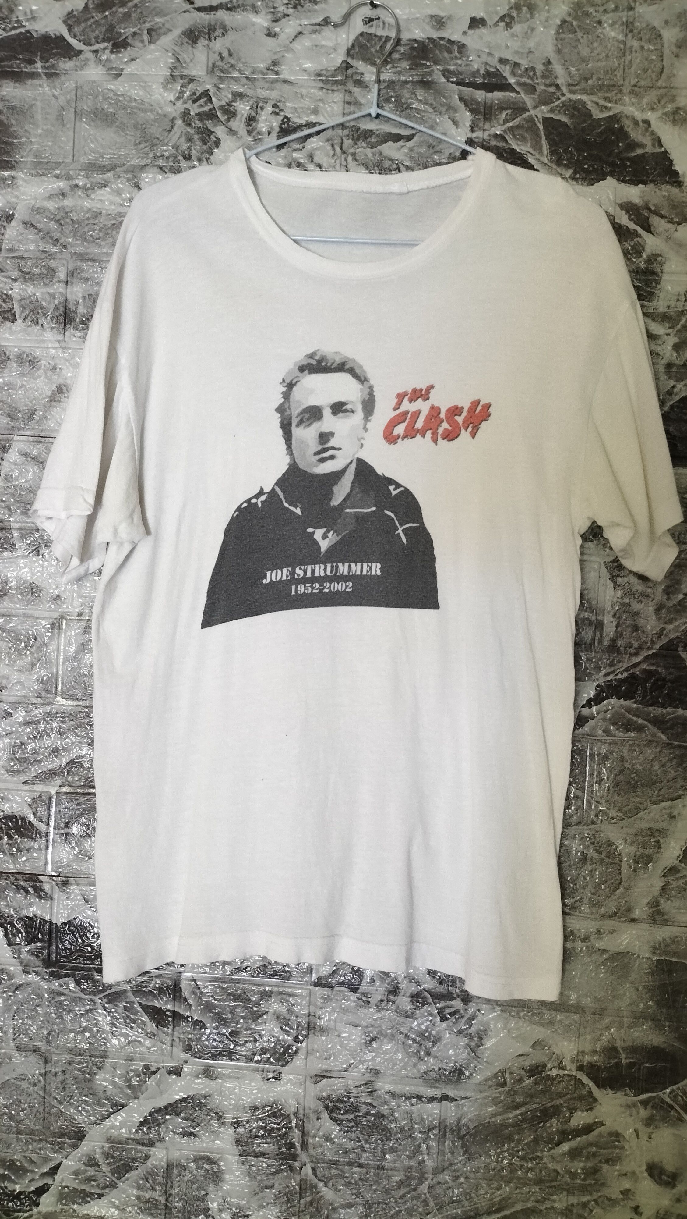 image of Band Tees x Vintage Joe Strummer The Clash 1952 2002 Fashion Tee Punk in White, Men's (Size Medium)
