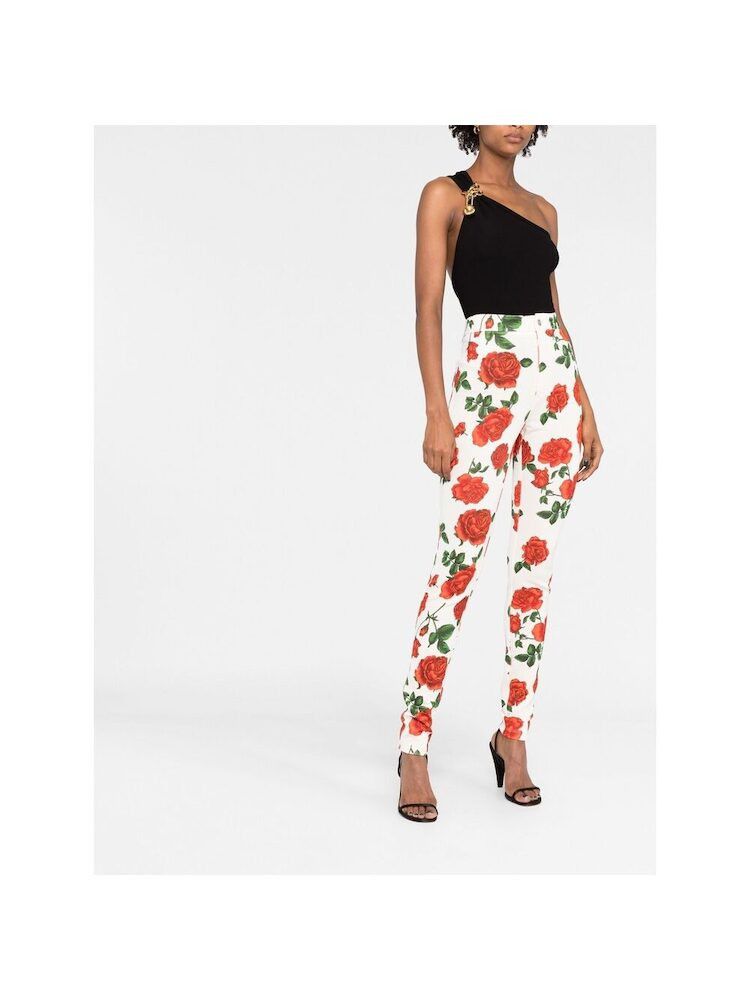 Saint Laurent Paris o1s1wg110924 Slim-Fit Pants Silky Rose Jersey in Multicolor Size 25" / US 0 / IT 36 - 2 Thumbnail