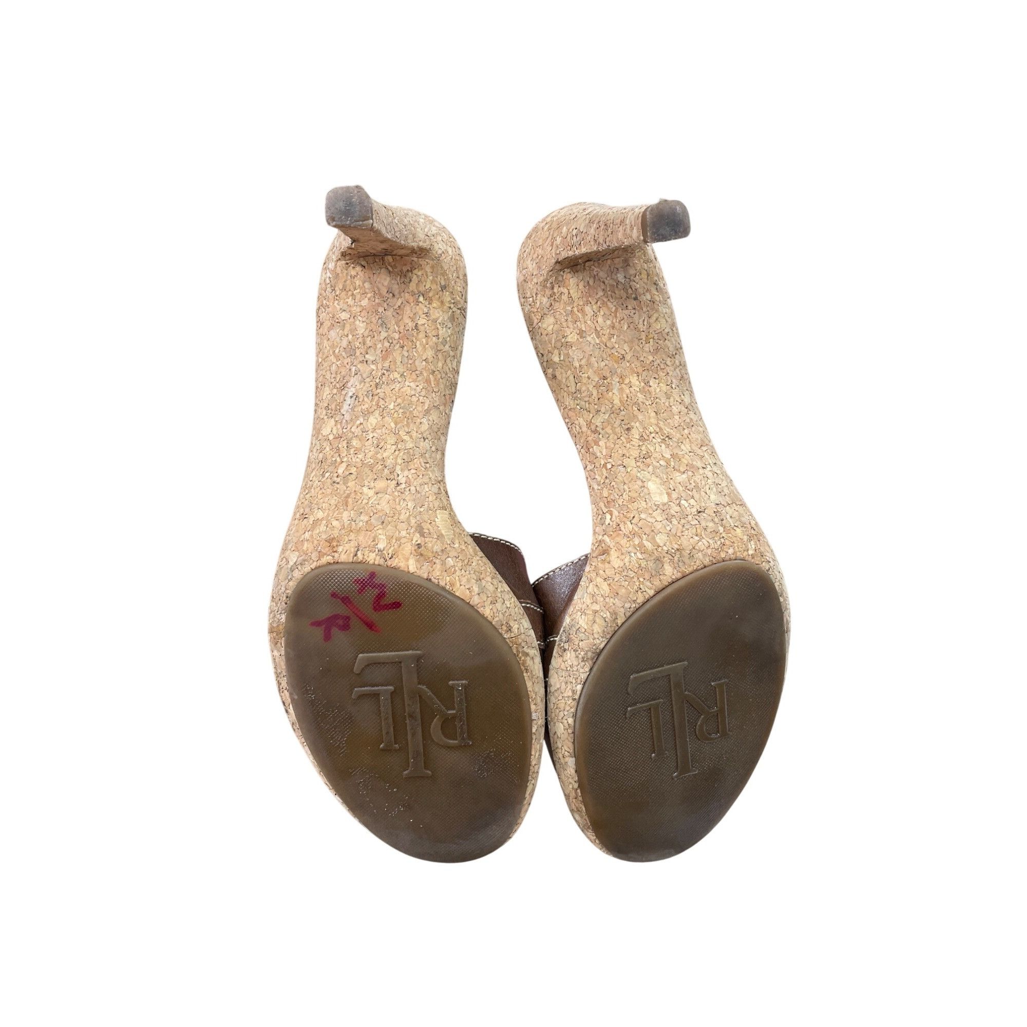 Lauren Ralph Lauren Lauren Ralph Lauren Womens Brown Leather Cork Heels Size 8B Size US 8 / IT 38 - 4 Thumbnail