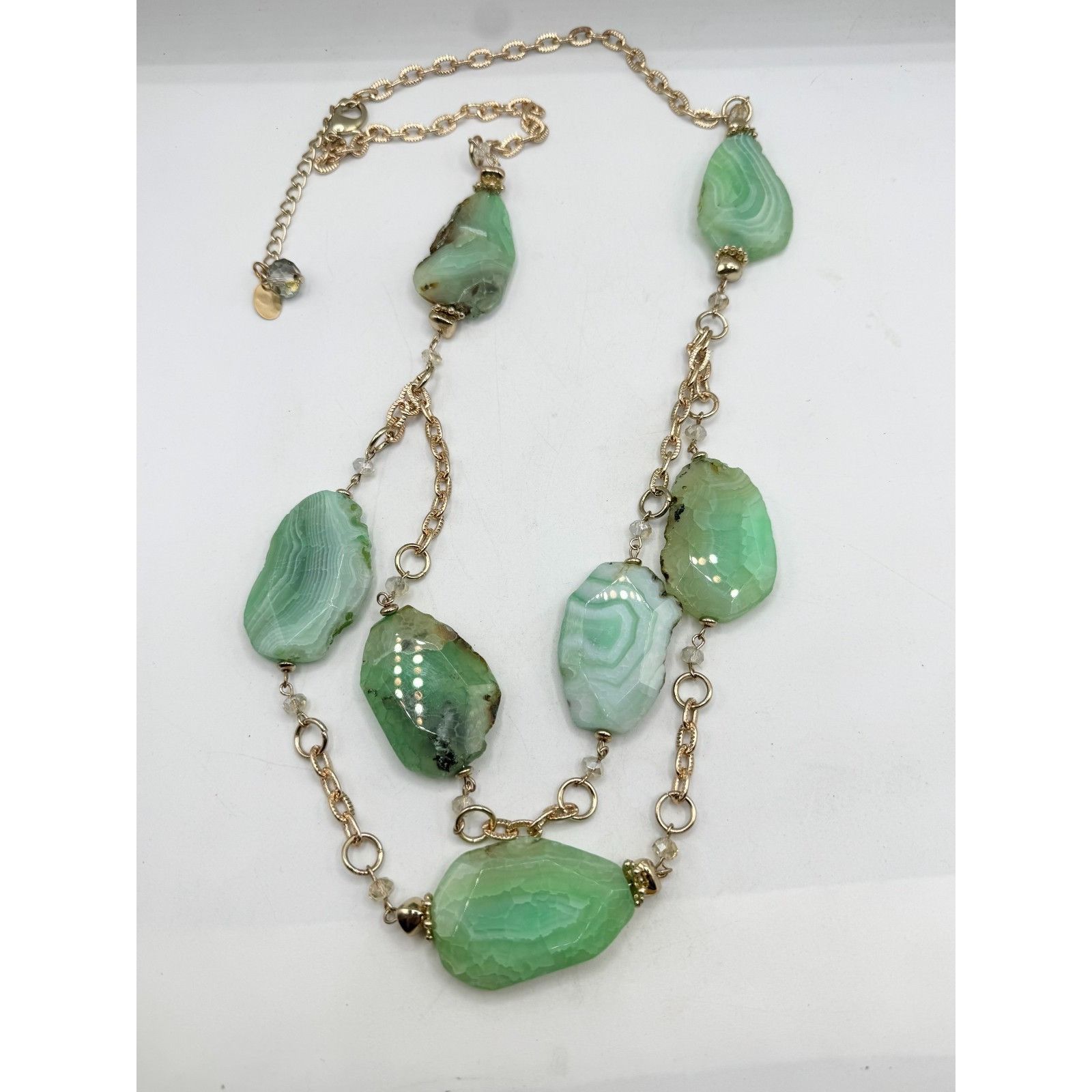 Other Vintage green stone geode crystal double strand necklace Size ONE SIZE - 3 Thumbnail