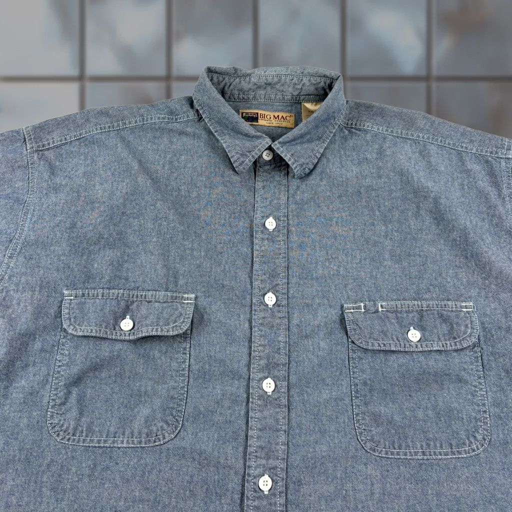 Vintage VINTAGE Big Mac Shirt Mens 2XL Blue Chambray Button-Up Short Sleeve Camp Shirt Mens 2XL Blue Chambray Button-Up Short Sleeve Camp Size US XXL / EU 58 / 5 - 1 Thumbnail