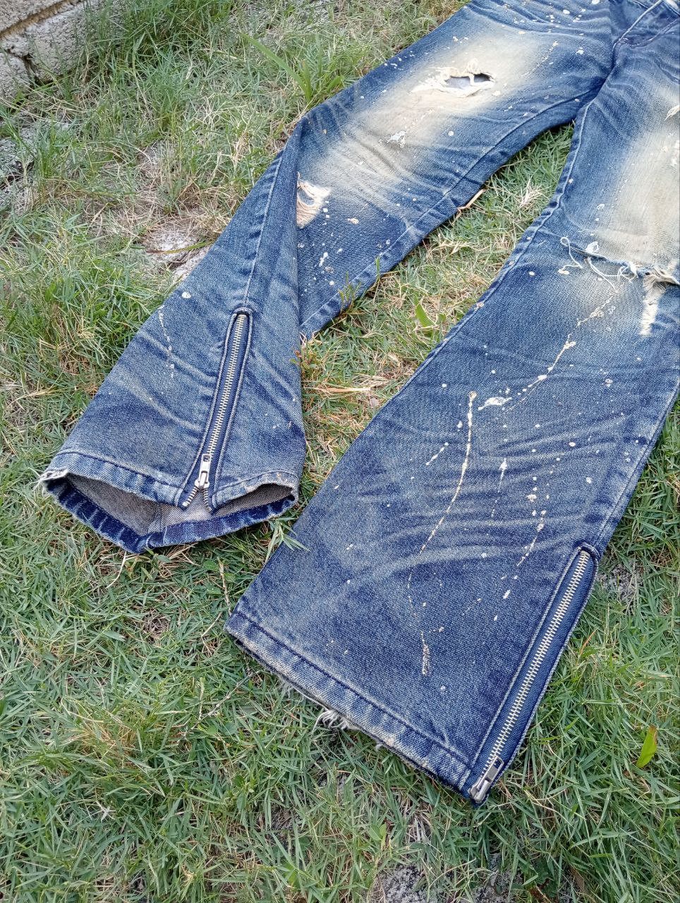 Japanese Brand Vintage Lagust Splatter Distressed Ankle Zip Jeans Size US 33 - 5 Thumbnail