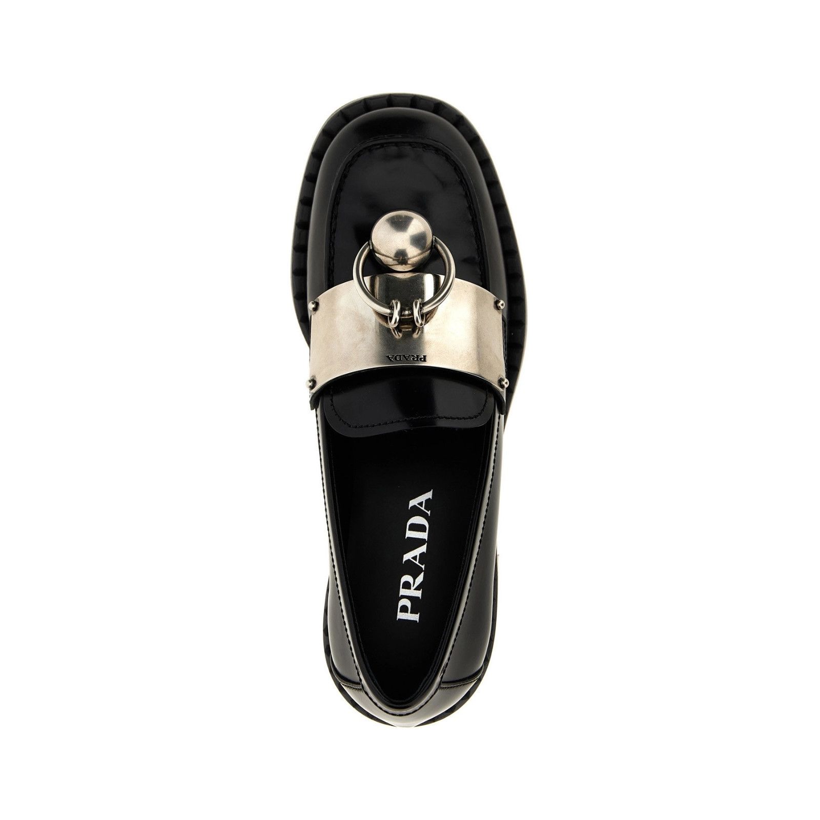 Prada PRADA Piercing Black Leather Loafers New & Authentic (Women' Size US 7 / IT 37 - 4 Thumbnail