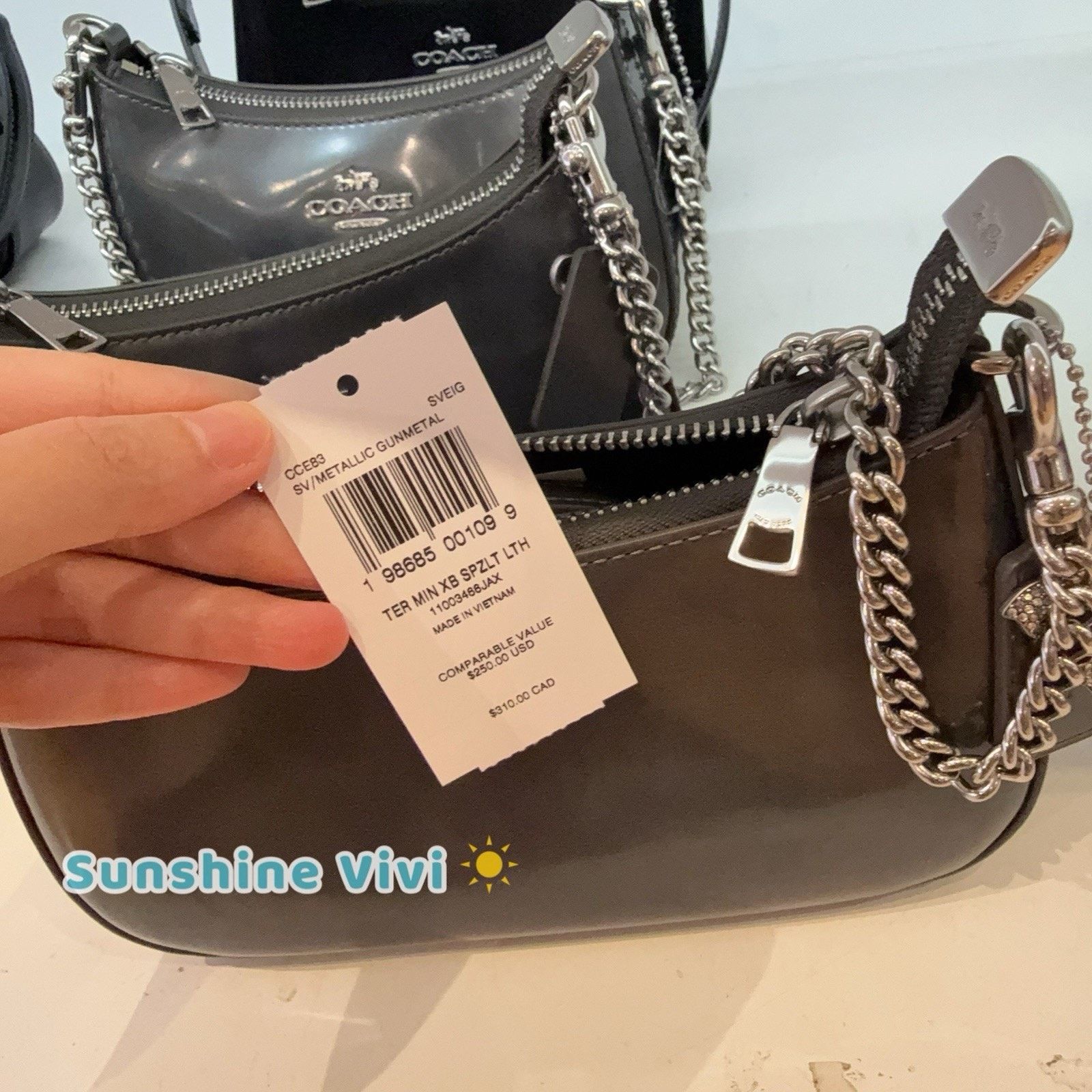 Coach NWT Coach Teri Mini Crossbody Bag CCE83 Silver METALLIC Size ONE SIZE - 8 Thumbnail