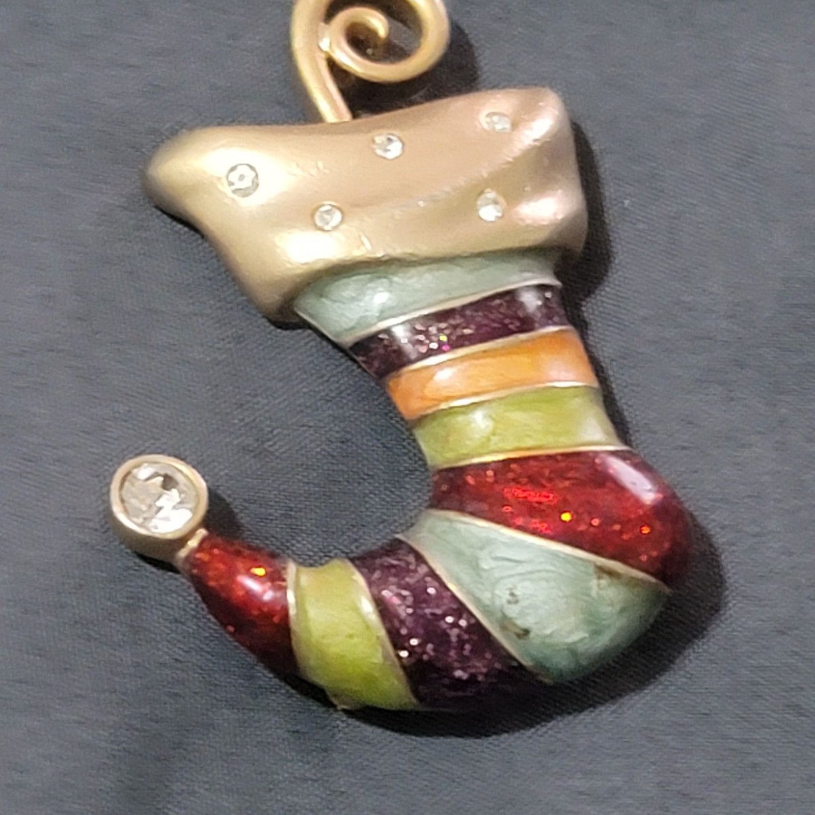 Anne Klein Anne Klein Enamel Striped Stocking Brooch Pin CHRISTmas Size ONE SIZE - 2 Thumbnail