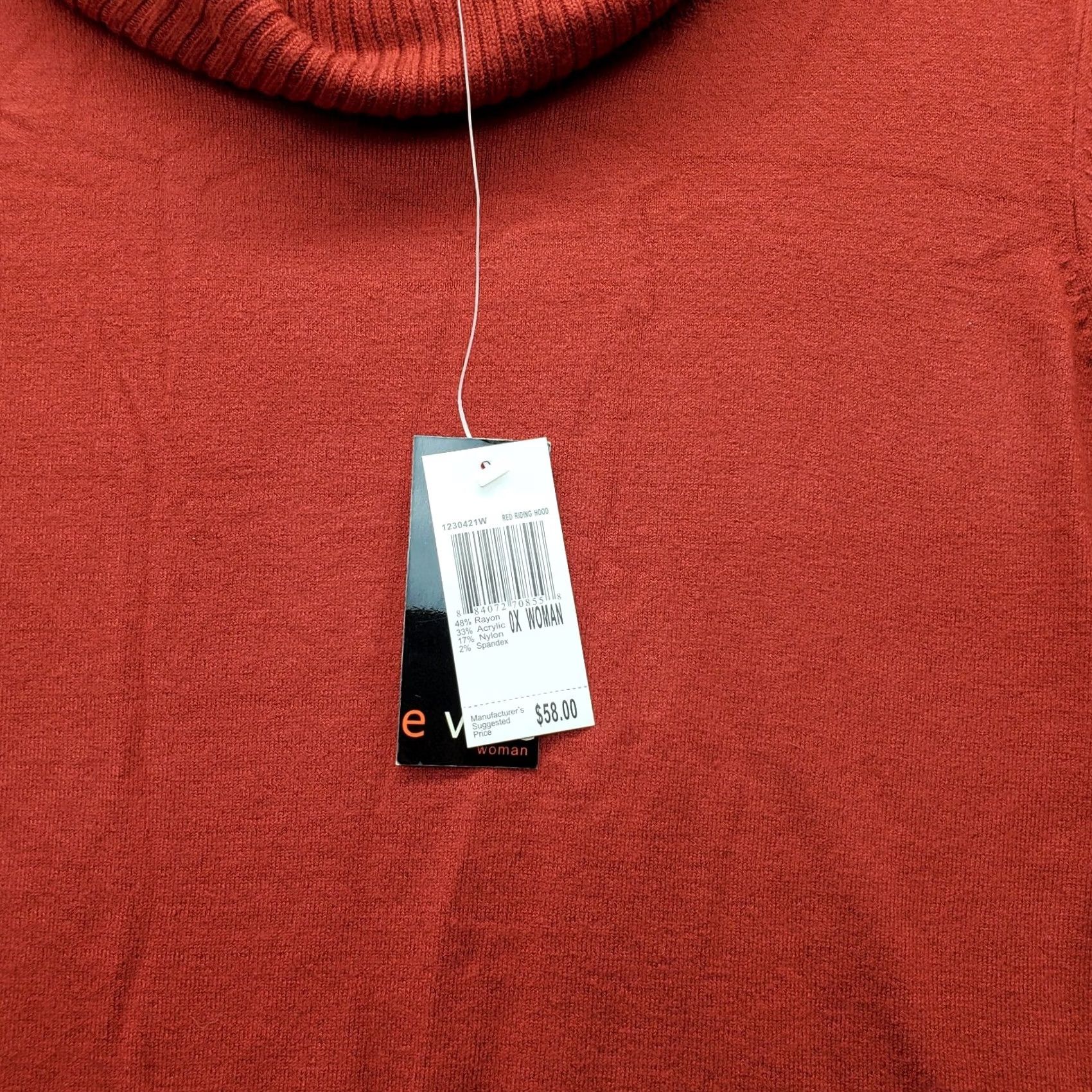 Vintage EVIE Sweater Womens 0X Red Tight Knit Cowl Neck Raglan Sleeve Pullover Womens Size 0X Red Knit Pullover - NWT Size XL / US 12-14 / IT 48-50 - 7 Thumbnail