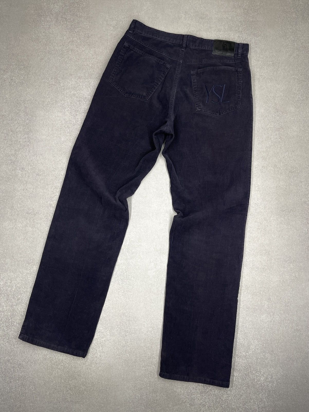 Vintage Yves Saint Laurent Corduroy Pants Purple Big Logo