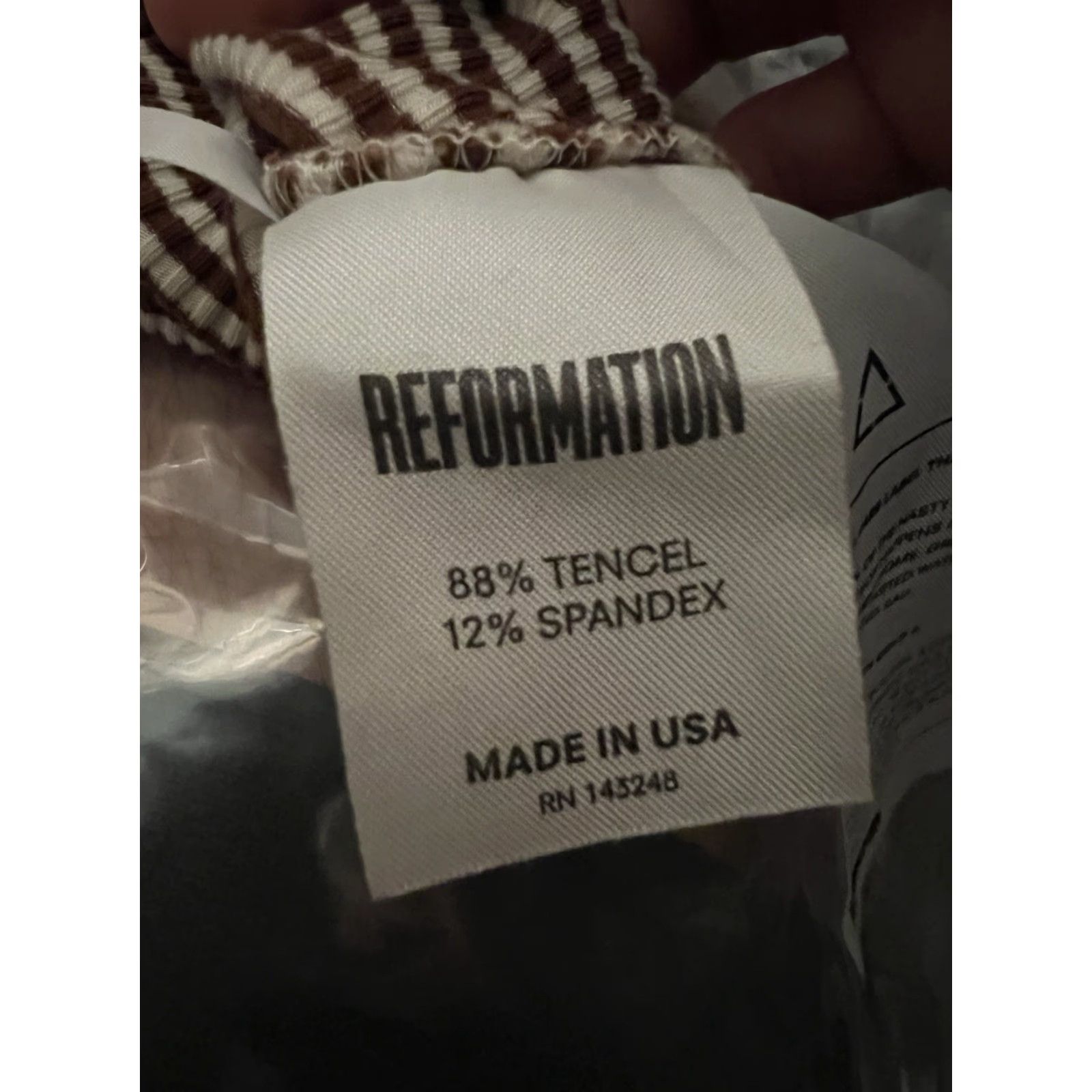 Reformation Reformation Bodysuit Shirt Womens Small Brown White Striped Ribbed Sleeveless Spandex Tencel Casual Spring Summer Basic Stretch Womens S Bodysuit Size S / US 4 / IT 40 - 8 Thumbnail