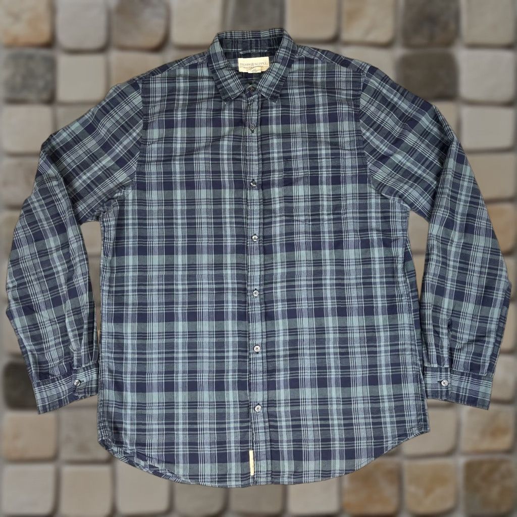 Vintage Denim & Supply Ralph Lauren Men's Button-Up Shirt Plaid XL Blue Cotton Long Sleeve Pocketed Casual Shirt Size US XL / EU 56 / 4 - 1 Thumbnail
