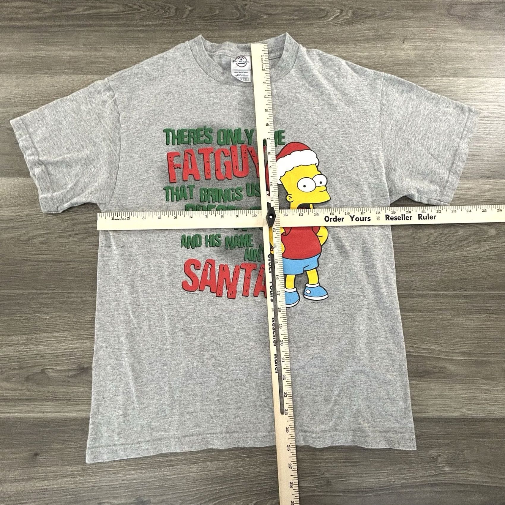 Delta VINTAGE Delta Bart Simpson Christmas Shirt Adult Medium Gray Cotton Blend Graphic Tee 2000s Santa Santa Claus TV The Simpsons Mens Size US M / EU 48-50 / 2 - 5 Thumbnail