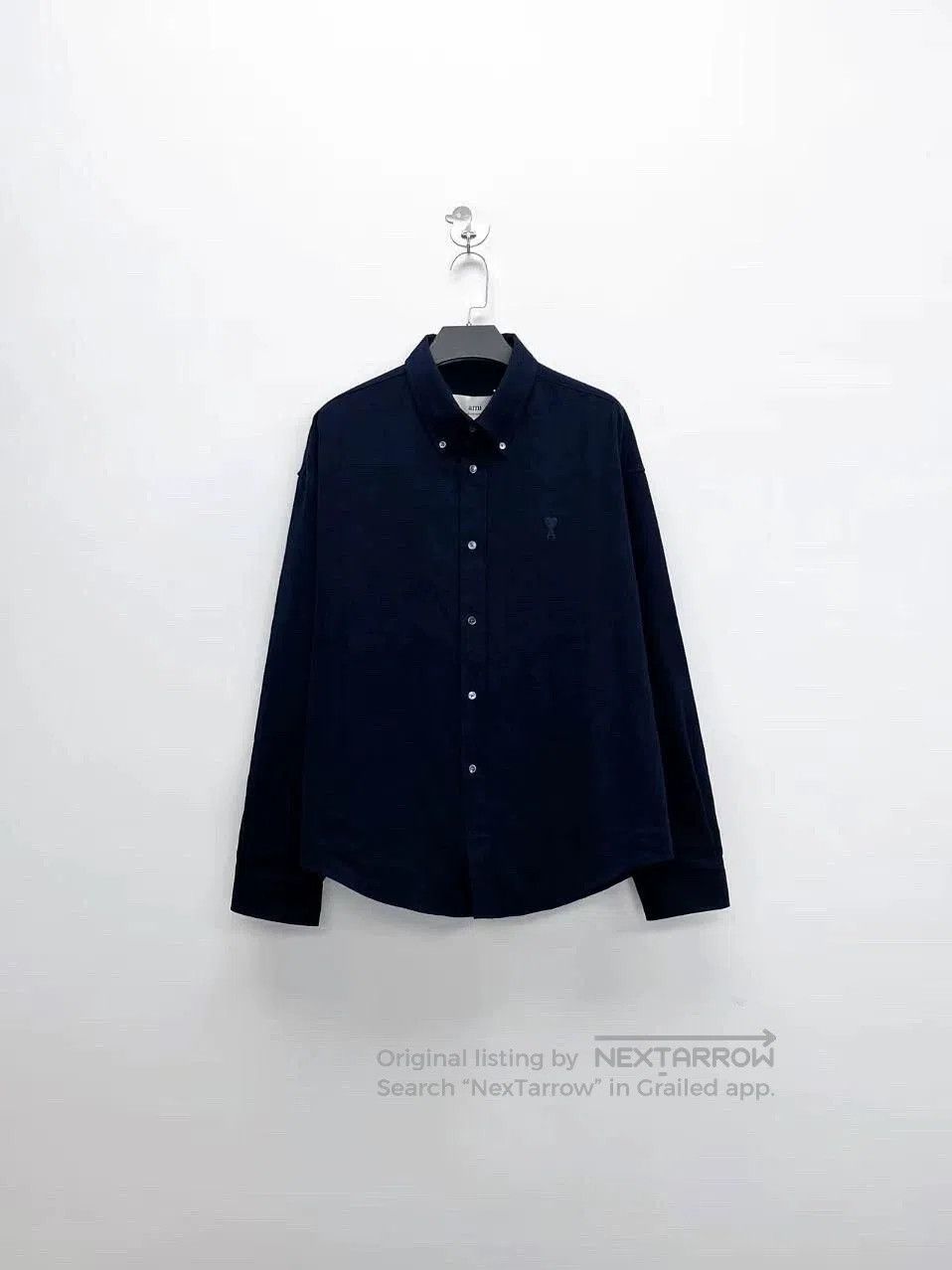 AMI navy blue embroidered logo long sleeve shirt. Size US L / EU 52-54 / 3 - 1 Thumbnail