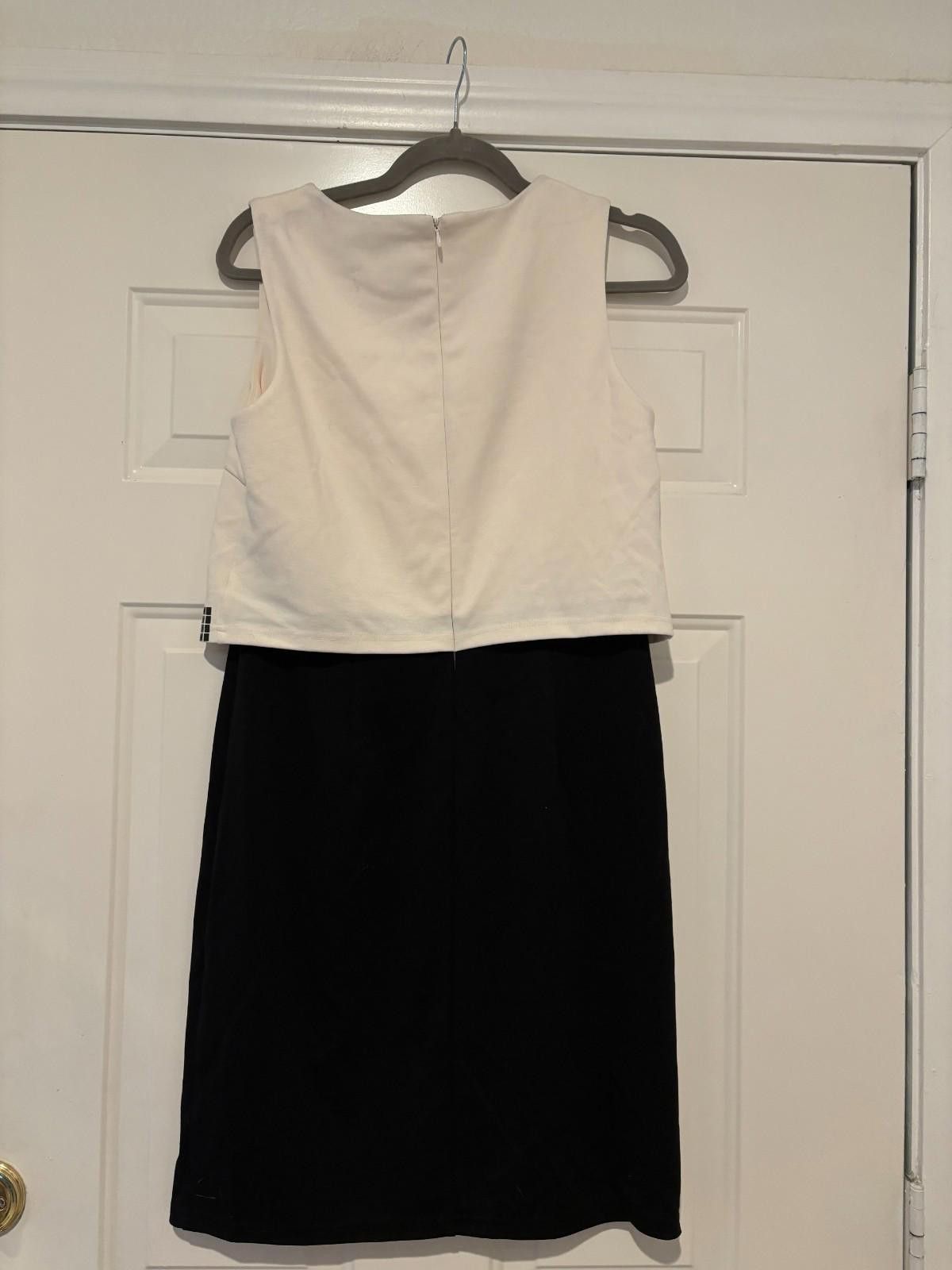 Designer Womens Black Sax Fifth Avenue size 8 dress black/cream#131 Size M / US 6-8 / IT 42-44 - 3 Thumbnail