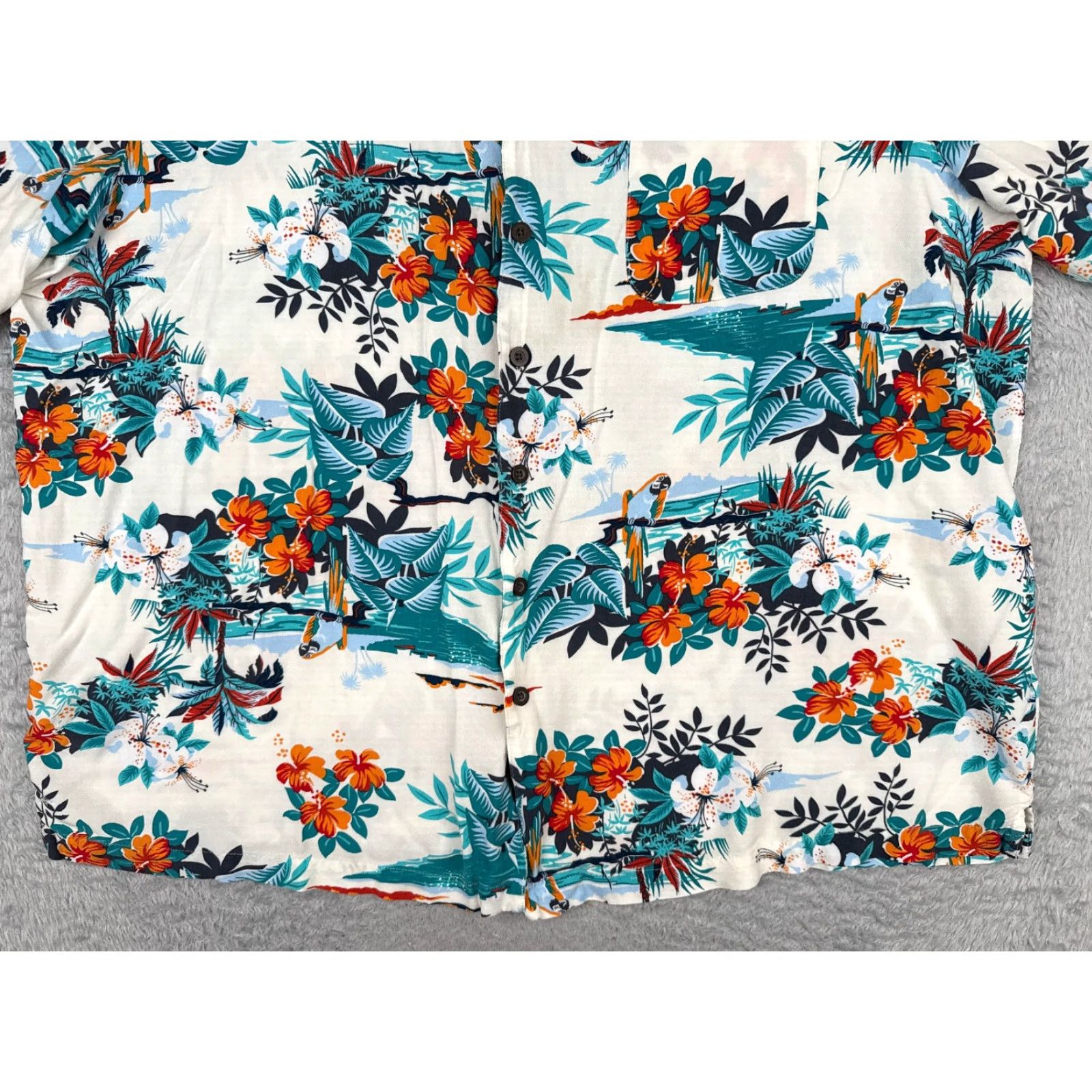 George VINTAGE George Shirt Mens 3XL White Blue Floral Palm Hawaiian Button-Up Rayon Viscose Patterned Casual Short Sleeve Mens 3XL Size US XXL / EU 58 / 5 - 5 Thumbnail