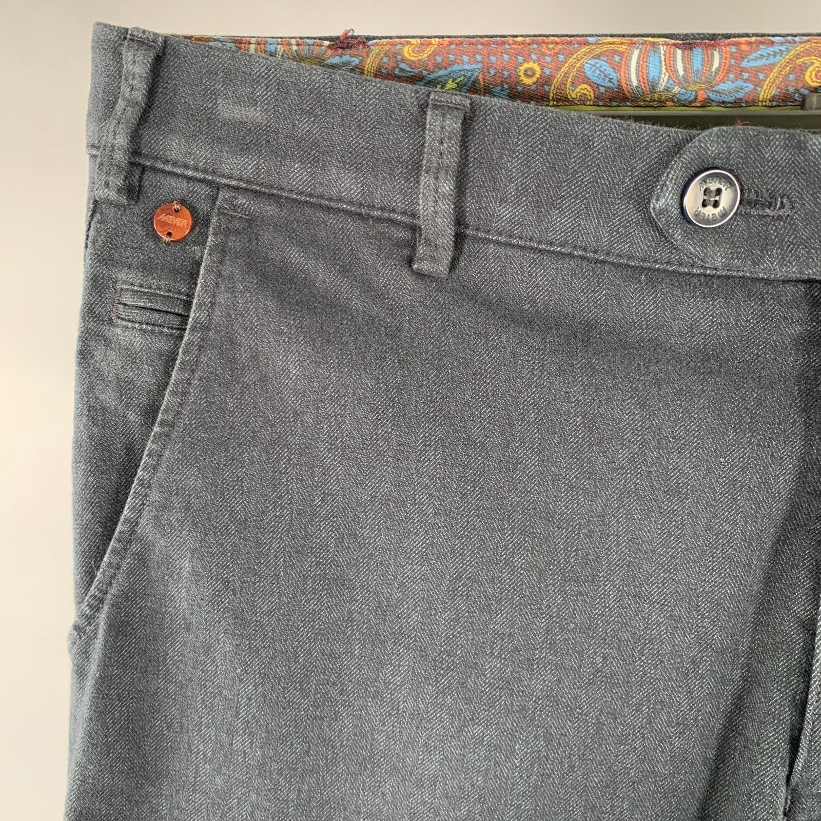 Other MEYER Size 34 Navy Herringbone Cotton Blend Casual Pants Size US 34 / EU 50 - 2 Thumbnail