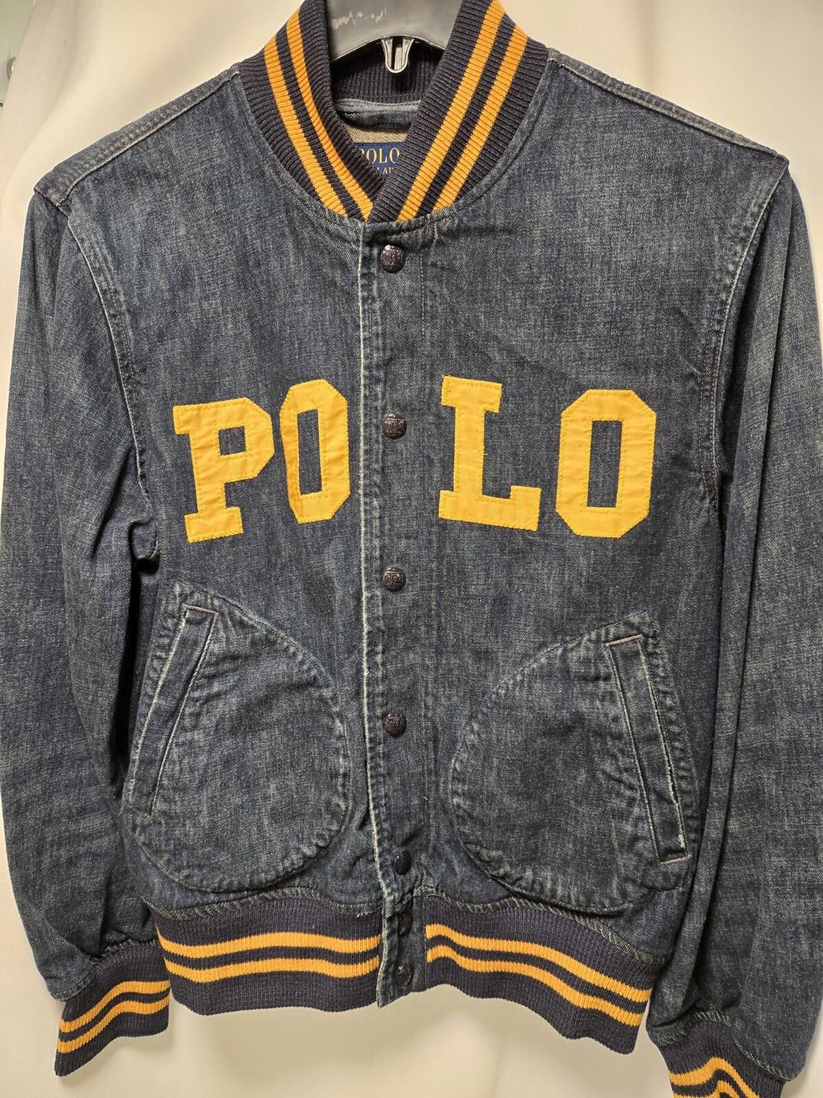 Polo Ralph Lauren Polo Ralph Lauren Denim Letterman Baseball Varsity Jacket M Size US M / EU 48-50 / 2 - 1 Thumbnail