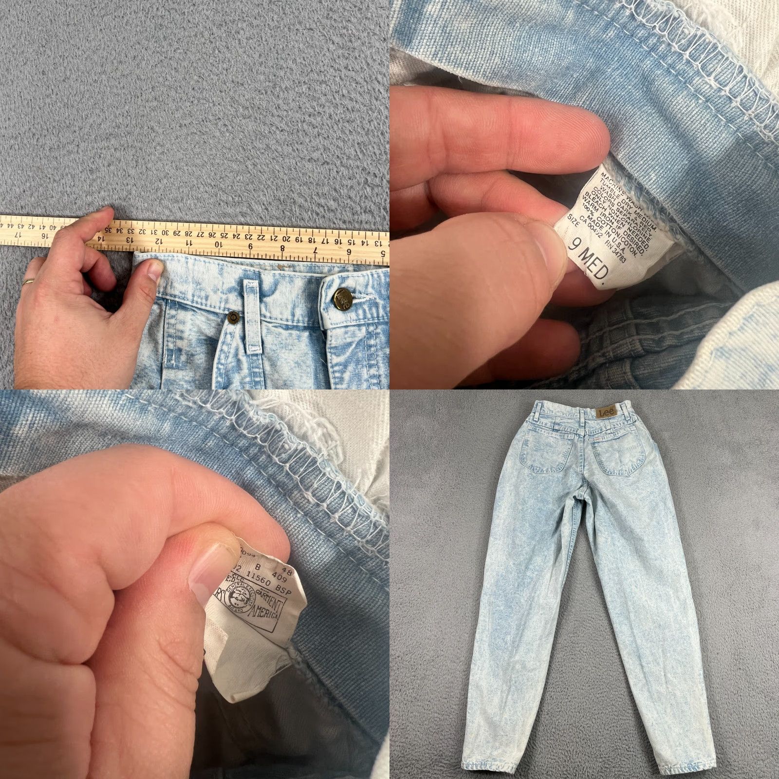 Lee VINTAGE Lee Jeans Juniors 9 Medium Blue Acid Wash High Rise 80s Tapered Denim Women Size 30" / US 8 / IT 44 - 8 Thumbnail