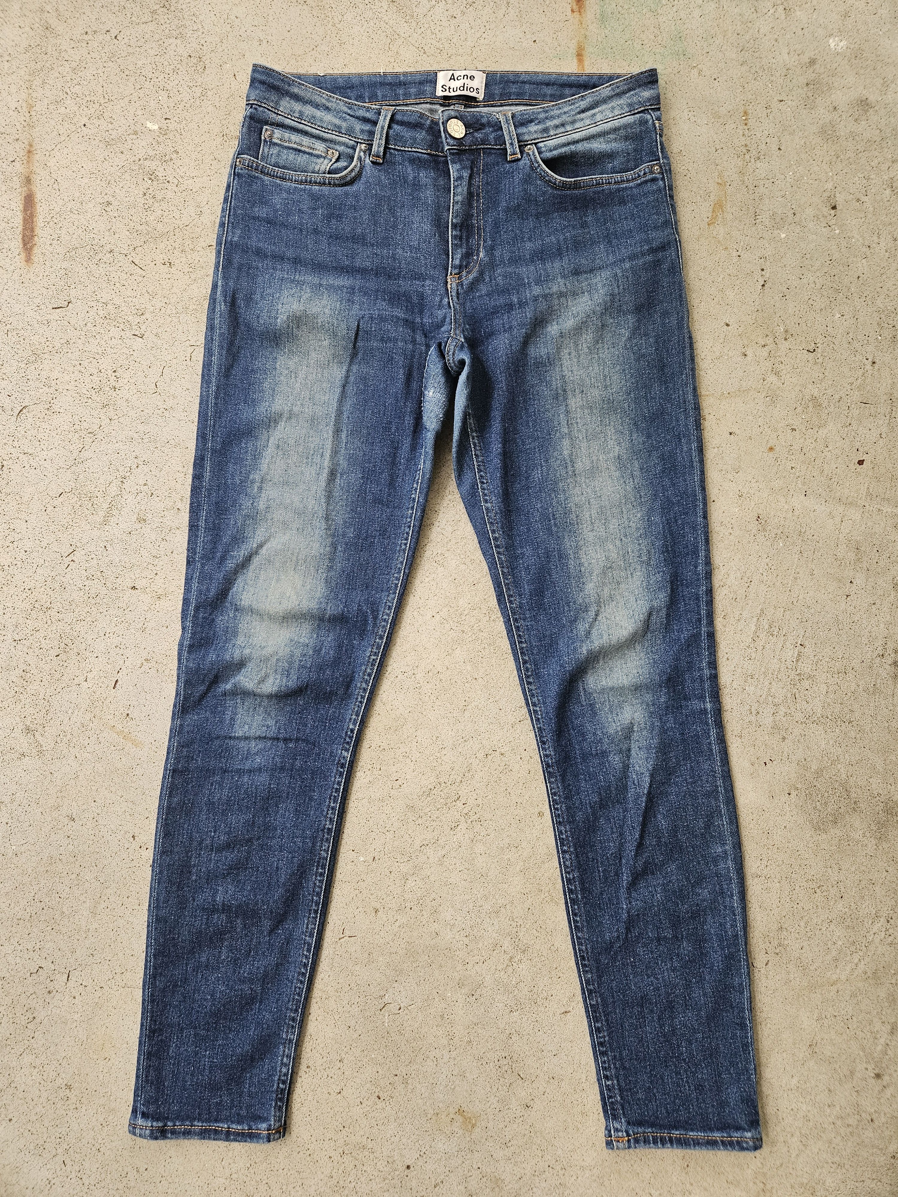 Skin 5 Used Blue Repaired Slim Denim Jeans