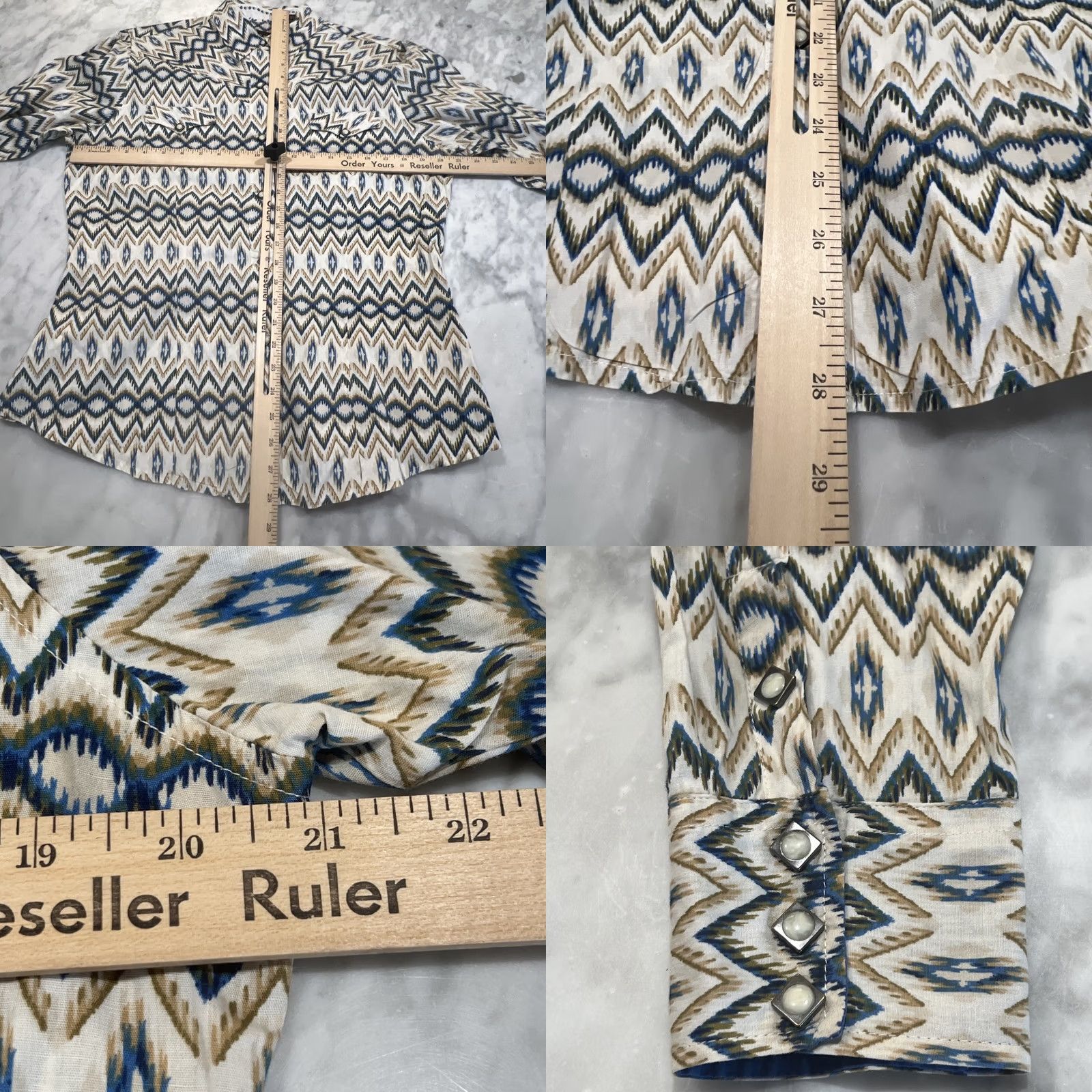 Roper Roper Pearl Snap Shirt Women Large Western Diamonds Southwest Geometric Cowgirl Size L / US 10 / IT 46 - 8 Thumbnail