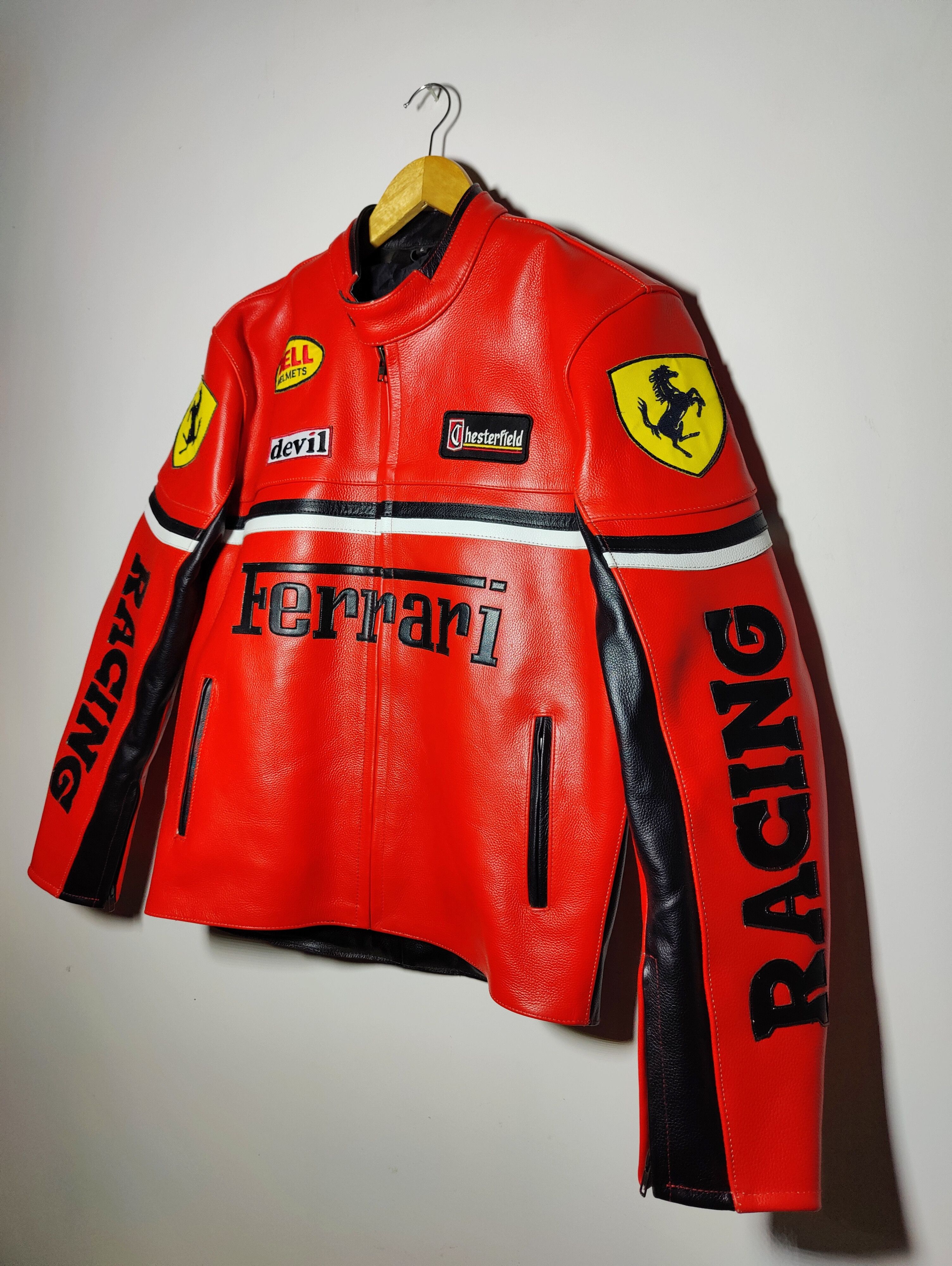 Formula 1 Ferrari 90s Racing Leather Jacket Streetwear Size US L / EU 52-54 / 3 - 3 Thumbnail
