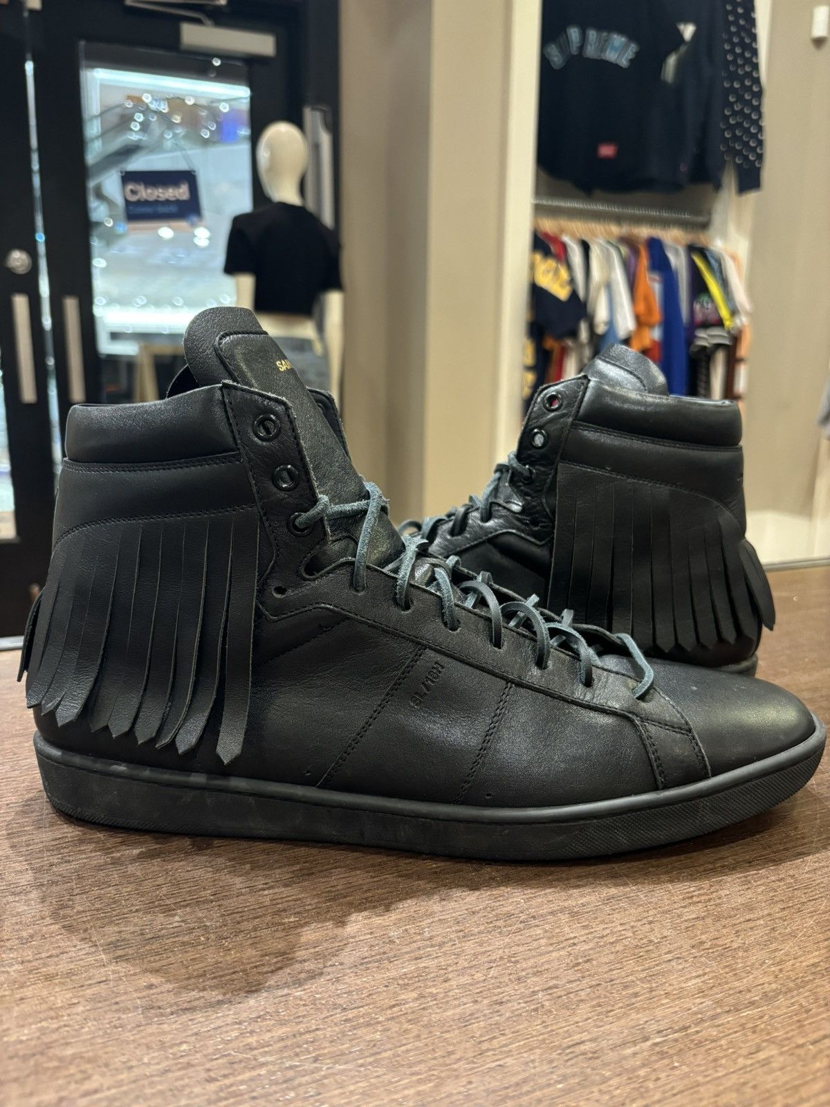 Saint laurent fringe sneakers sales