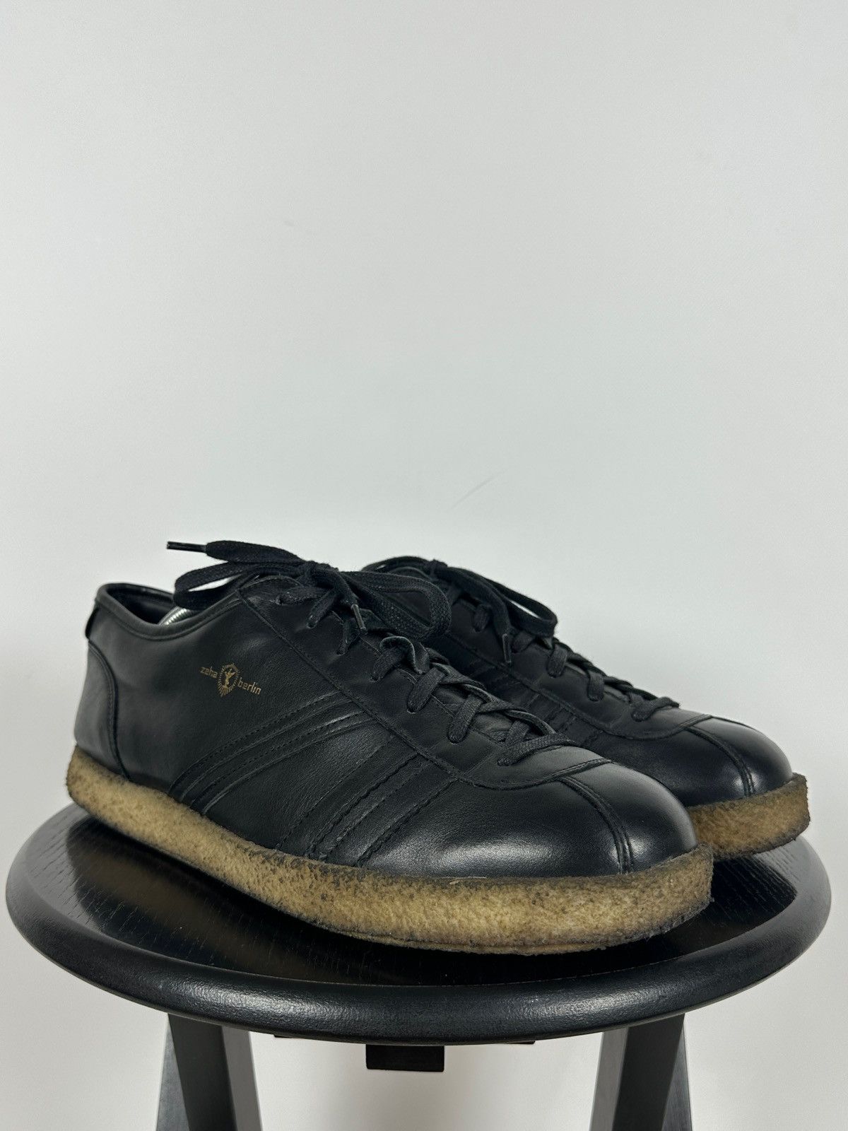 Designer Zeha Berlin Low Top Black Leather Sneakers Size US 13 / EU 46 - 11 Thumbnail