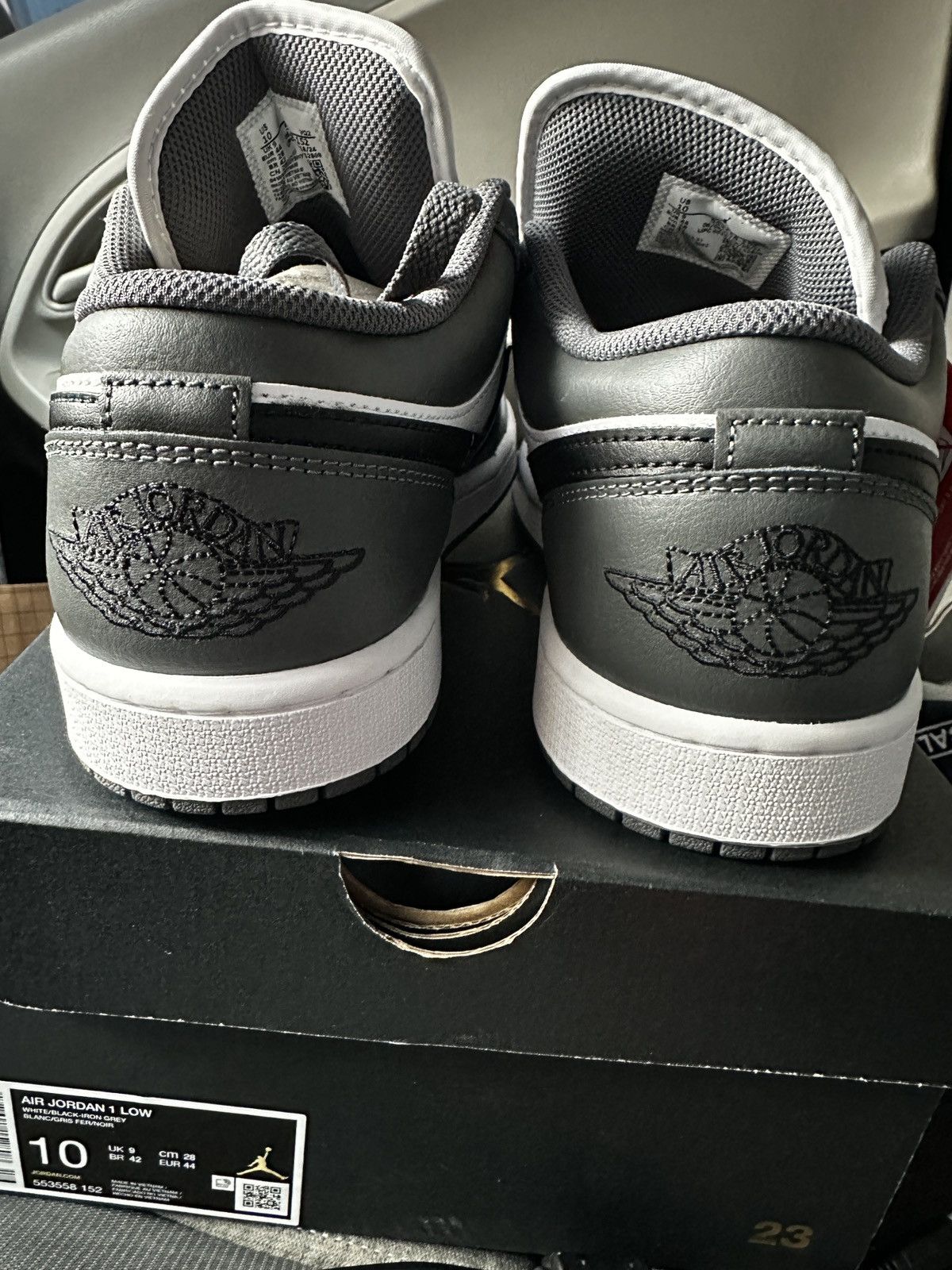 Jordan Brand × Nike *New* Size 10 Men Air Jordan 1 Low White Black Iron Gray Size US 10 / EU 43 - 10 Thumbnail
