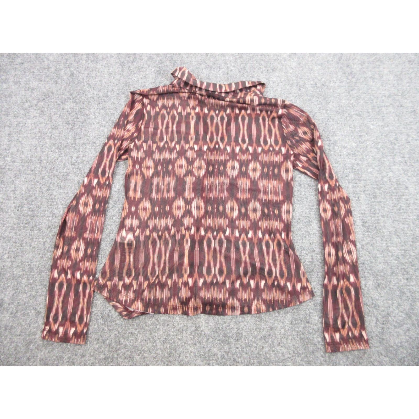 Vintage Liverpool Women's Brown Red Geometric Long Sleeve Button Up Blouse Stretch XS Size XS / US 0-2 / IT 36-38 - 7 Thumbnail