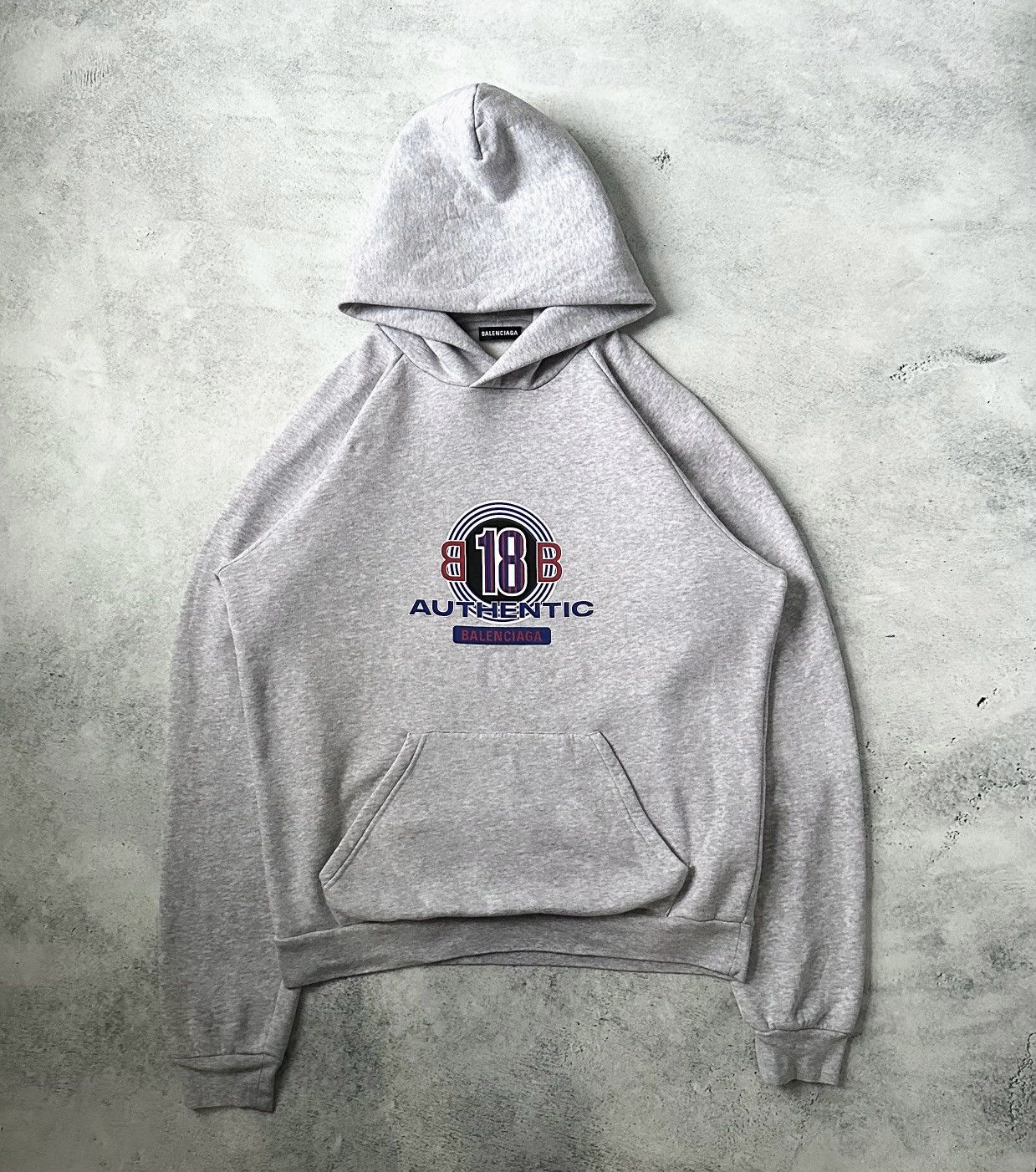 image of Balenciaga Fw17 Bb 18 Authentic Hoodie in Grey, Men's (Size XL)