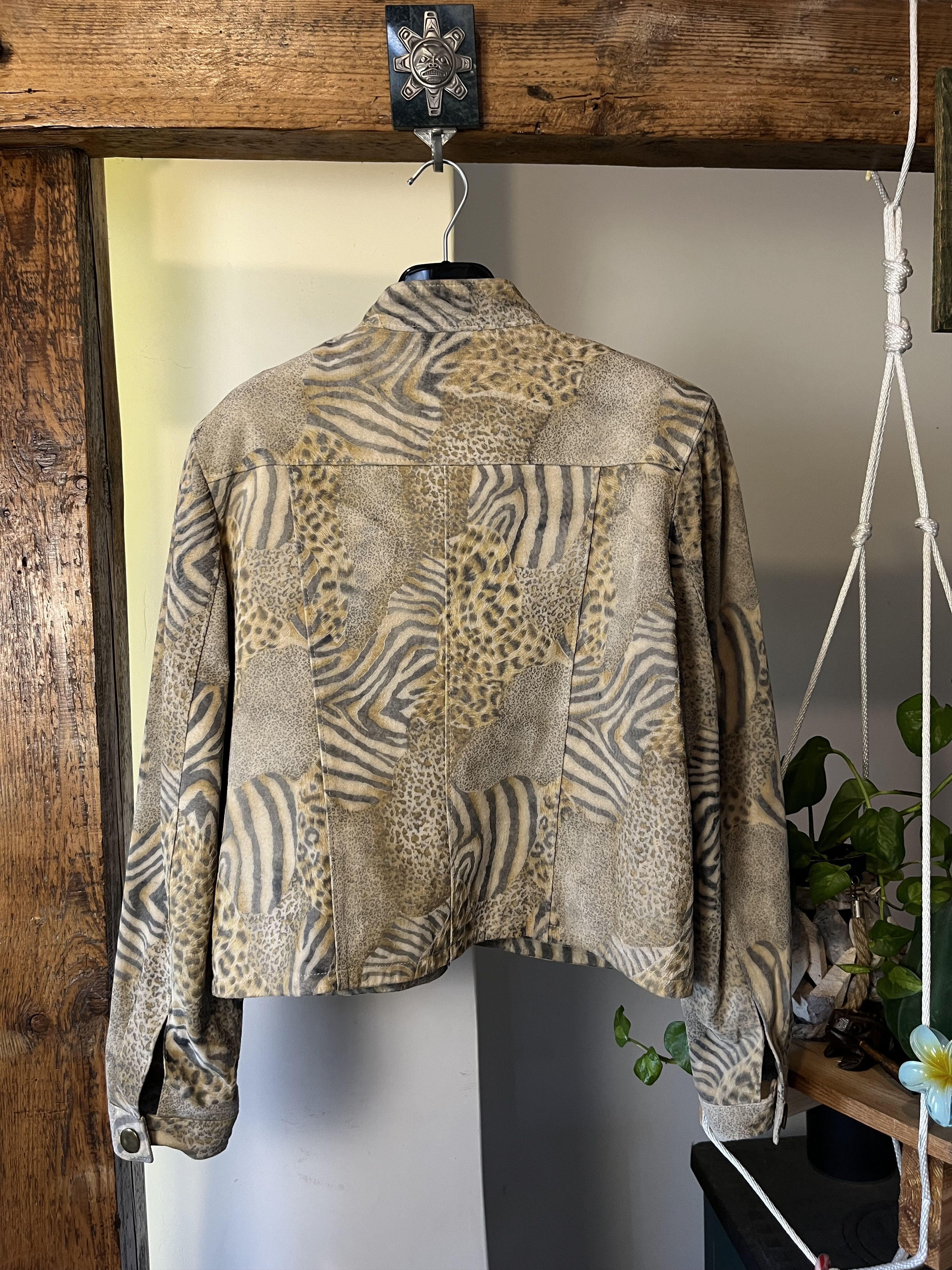Vintage 90s y2k Leopard Gepard Tiger Pimp Cropped Leather Jacket Size M / US 6-8 / IT 42-44 - 2 Thumbnail