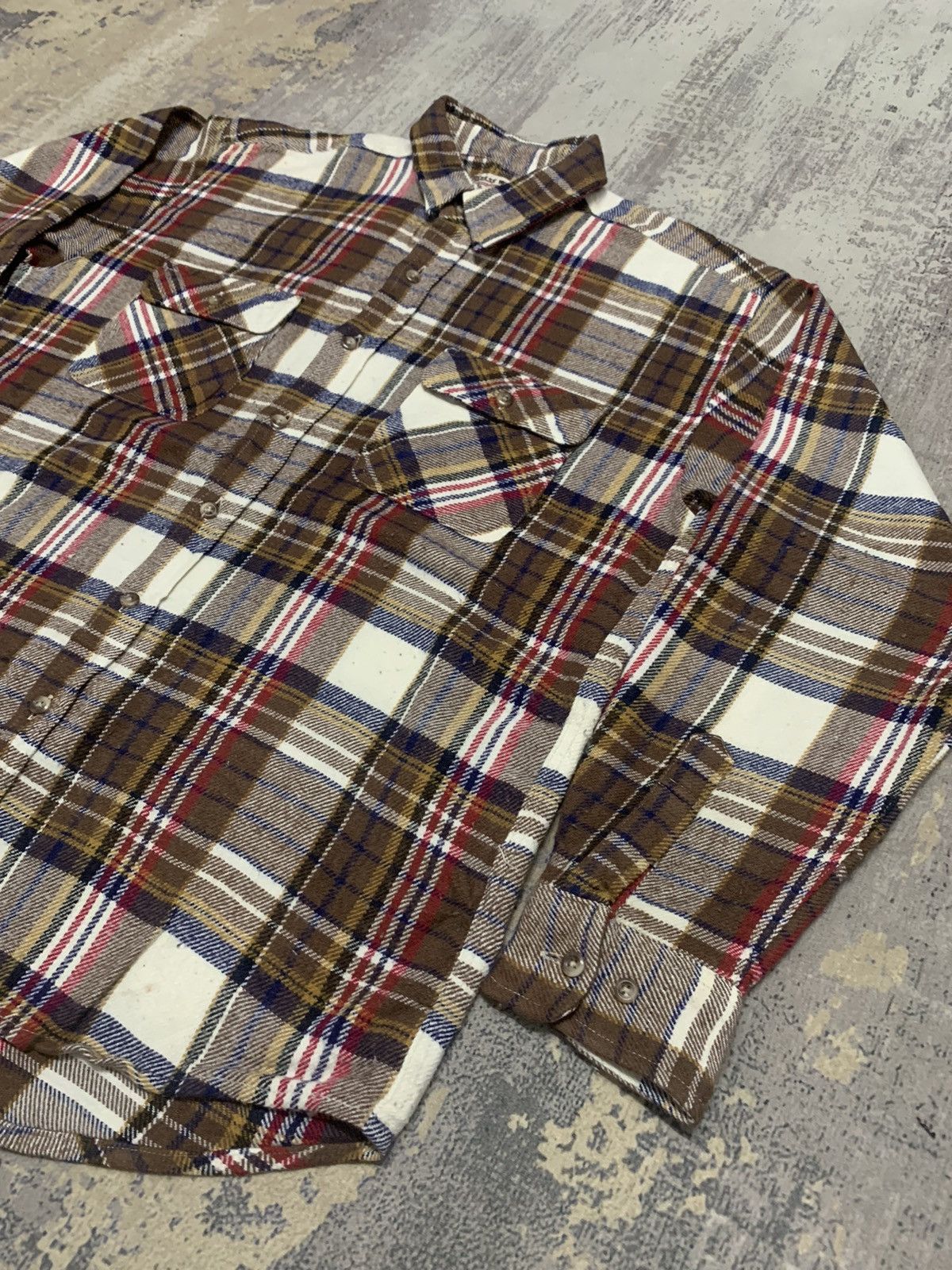 Japanese Brand RARE ARCHIVE BROWN TARTAN DOUBLE POCKET FLANNEL SHIRT Size US L / EU 52-54 / 3 - 4 Thumbnail