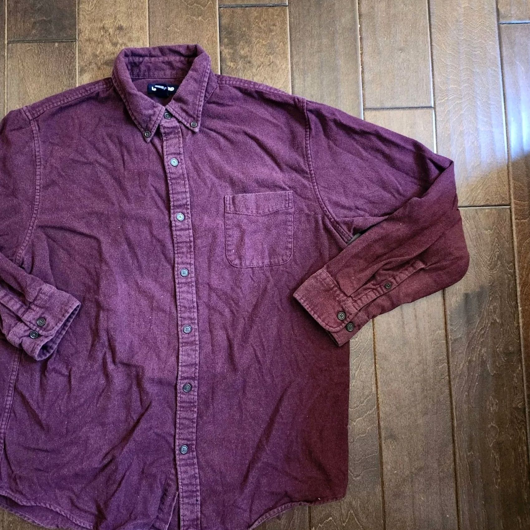Lands' End Lands' End Men Burgundy Pocket Button-Up Shirt - Size L Regular Fit Long Sleeve Collared Cotton Button Closure N/A Size US L / EU 52-54 / 3 - 3 Thumbnail