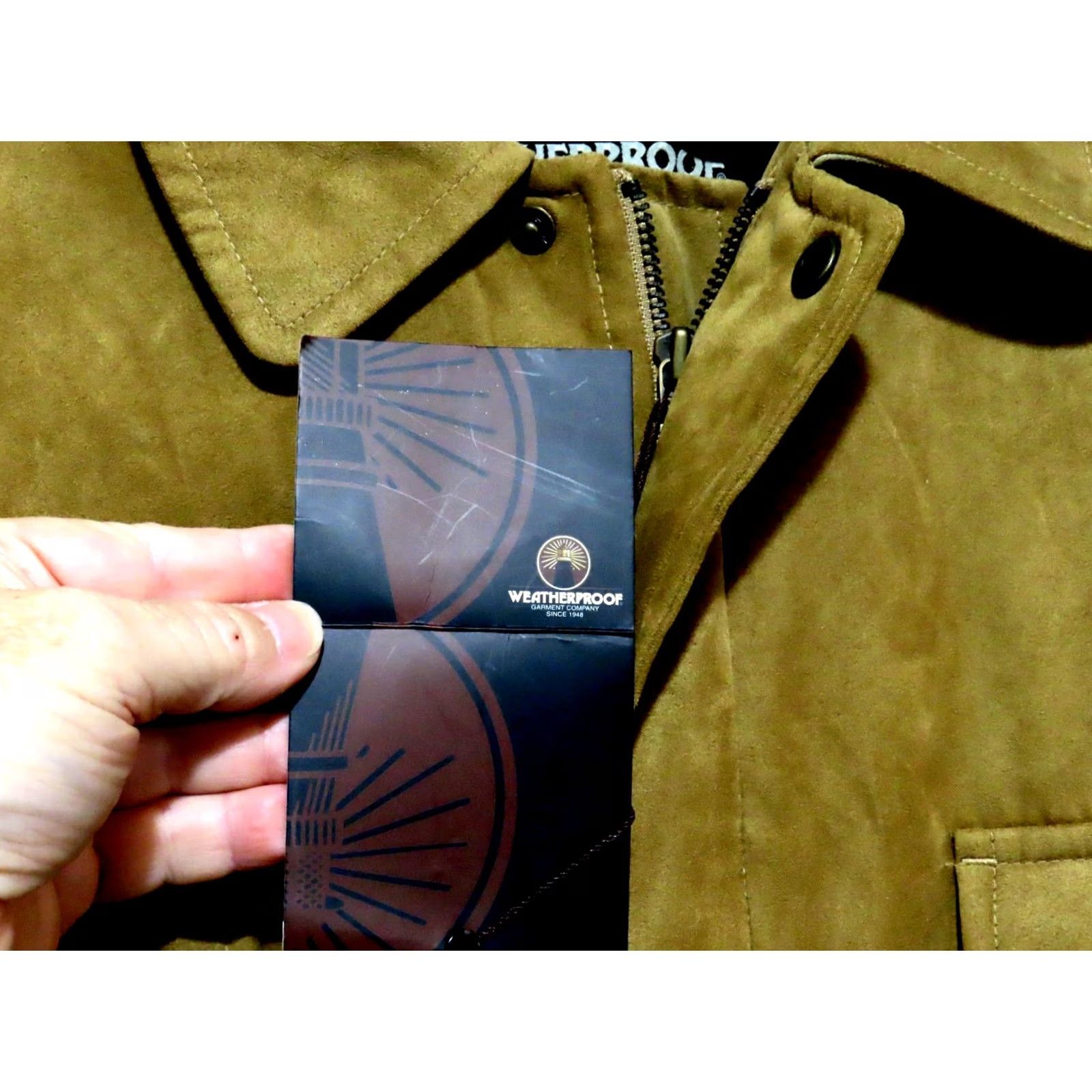 Weatherproof Weatherproof Men's XL Full Zip Belted Faux Suede Brown Jacket Shirt/Bomber Jacket/Softshell Mid-Length Zipper Pockets Classic Fit Size US XL / EU 56 / 4 - 4 Thumbnail
