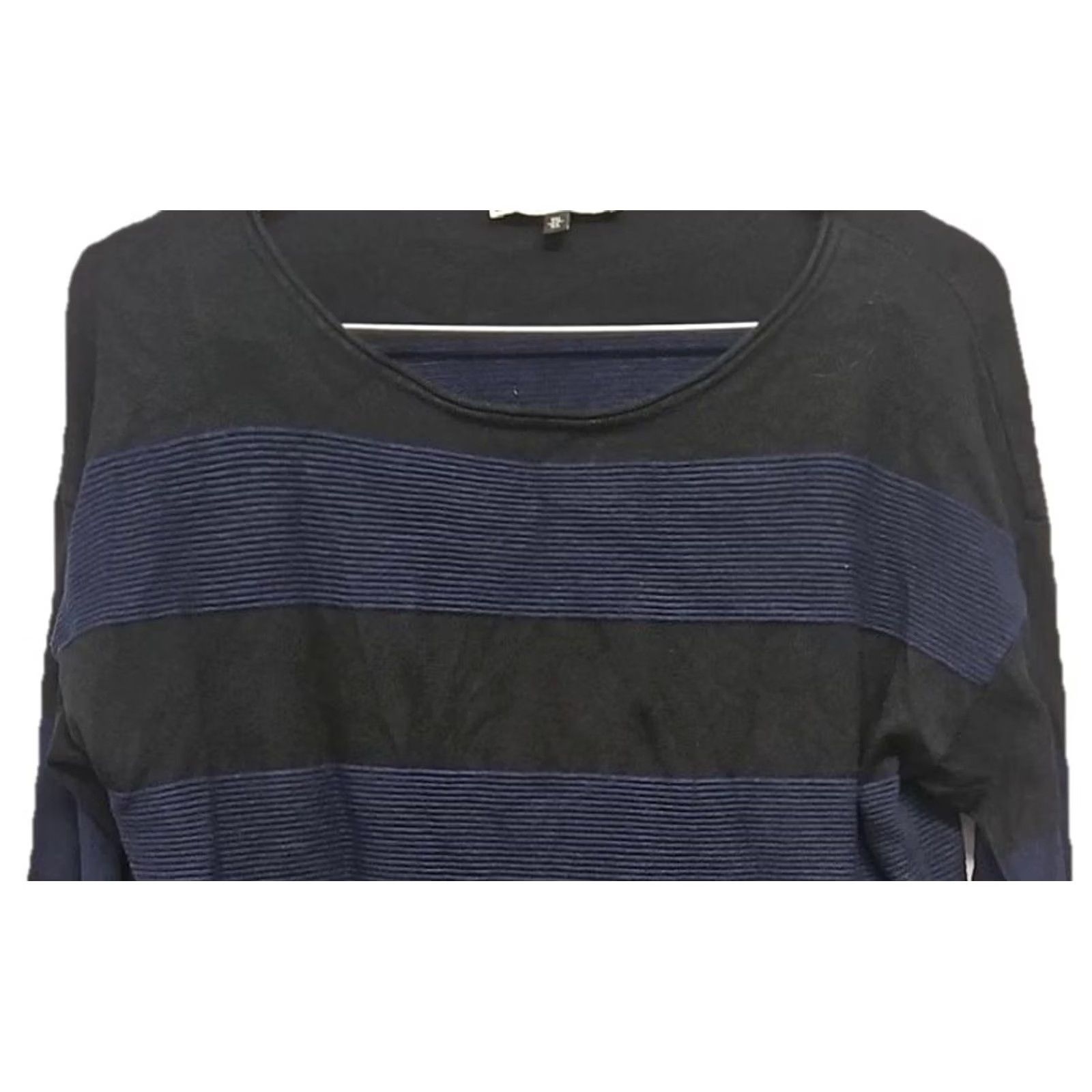Vintage Melanie Lyne Knit Pullover Sweater XL Black Blue Striped Long Sleeve Lightweight Crew Neck Women Size XL / US 12-14 / IT 48-50 - 2 Thumbnail