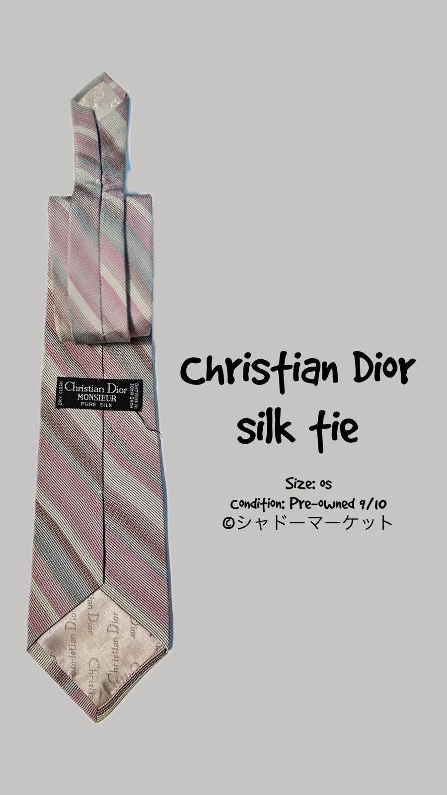 Christian Dior Monsieur Christian Dior Pastel Stripe Silk Tie Made in England Size ONE SIZE - 1 Thumbnail