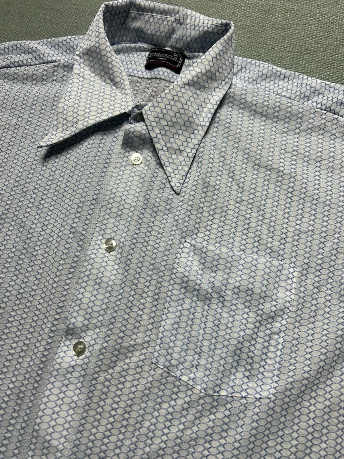Vintage Vtg 1970s button shirt nylon? poly? sheer dagger collar XL Size US XL / EU 56 / 4 - 4 Thumbnail
