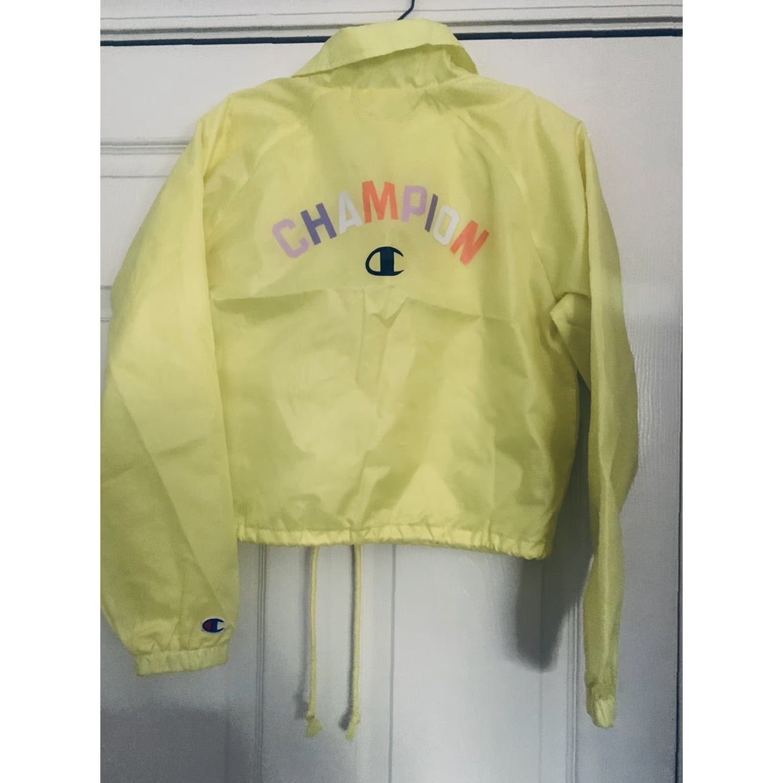 Champion Champion Womens Jacket Long Sleeve Crop Logo Sleeve Size: S Yellow Windbreaker Regular Size S / US 4 / IT 40 - 4 Thumbnail