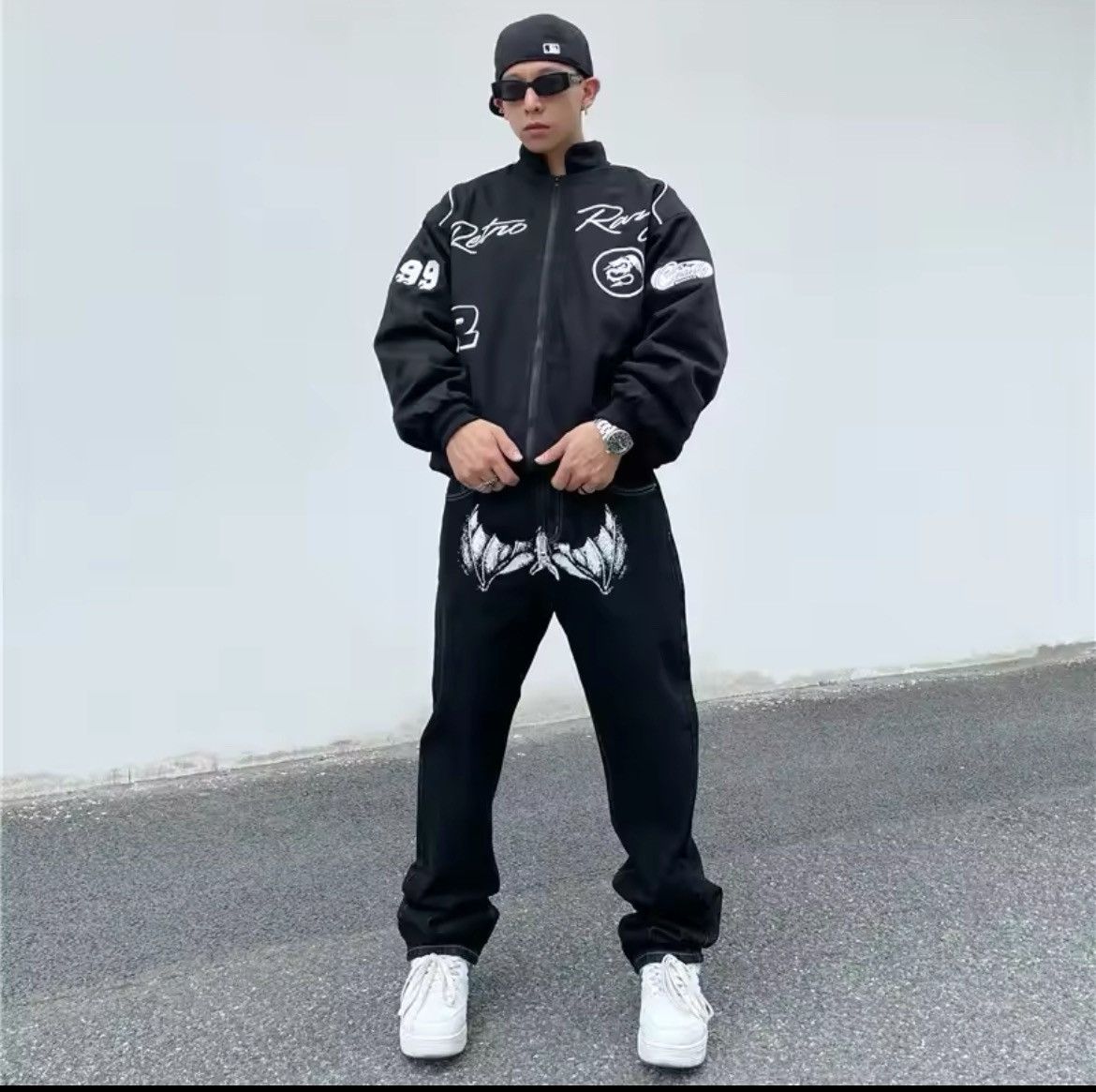 Japanese Brand × Jean Black face print washed straight jeans Size US 32 / EU 48 - 6 Thumbnail