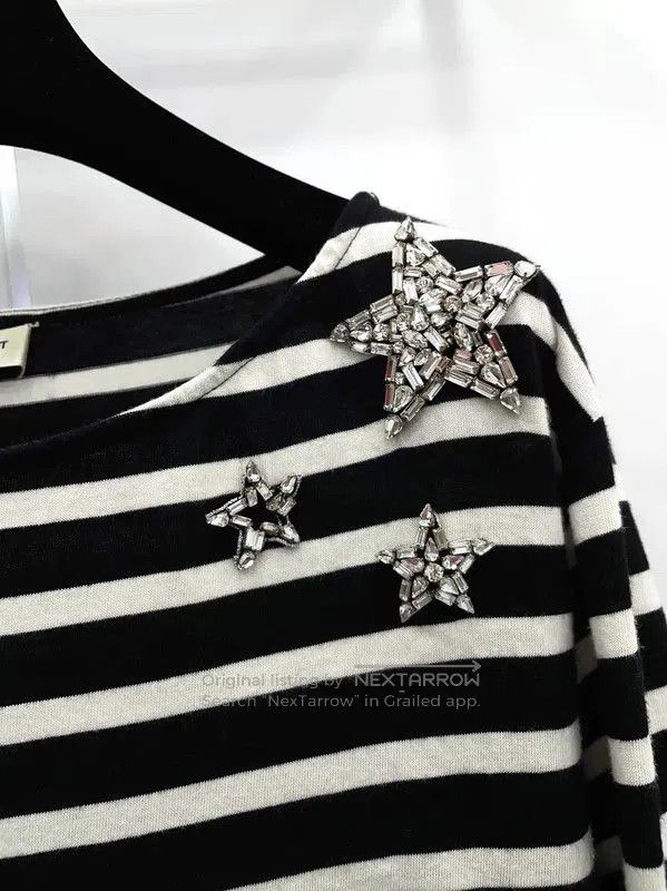 Yves Saint Laurent YSL Striped Long Sleeve T-Shirt for Women . Size M / US 6-8 / IT 42-44 - 5 Thumbnail