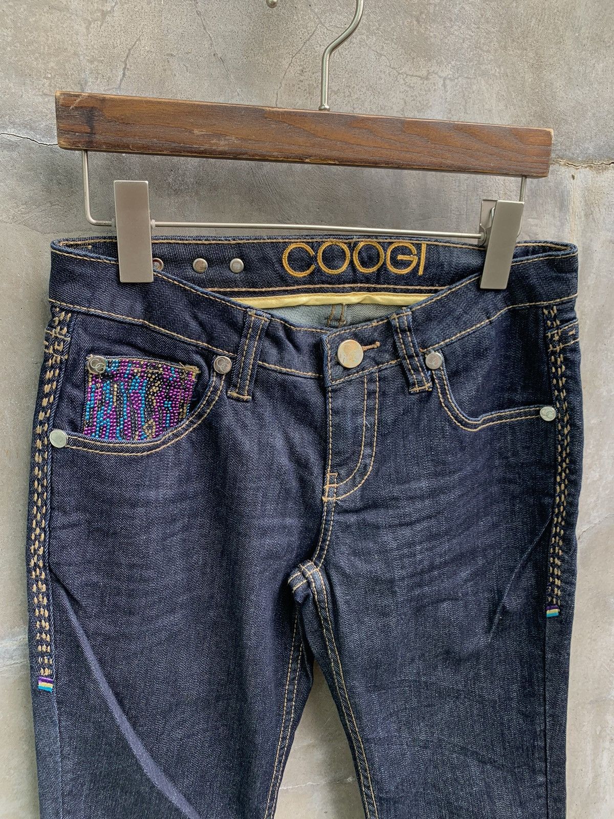 Coogi Rhinestone Logo Denim Jeans Size 27" / US 4 / IT 40 - 5 Thumbnail