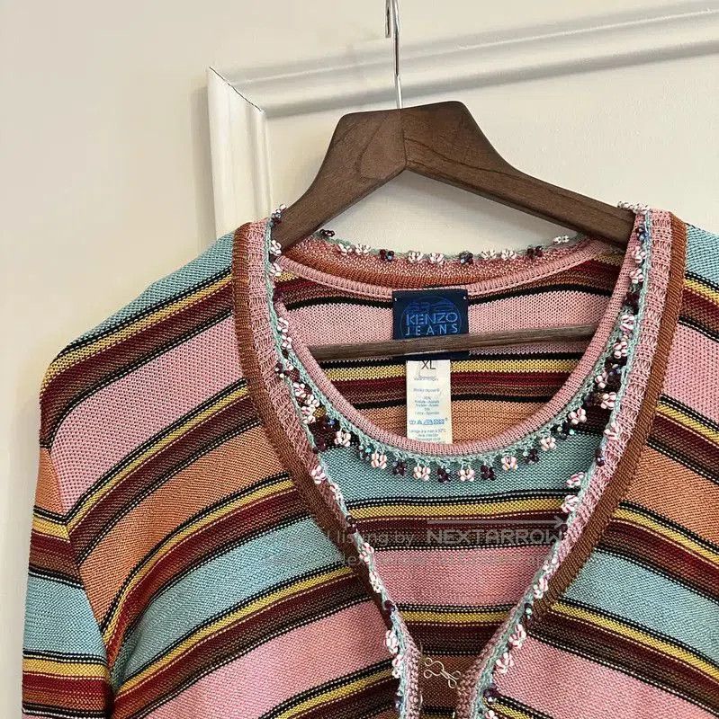 Kenzo KENZO Pink Striped Women's Cardigan . Size M / US 6-8 / IT 42-44 - 2 Thumbnail